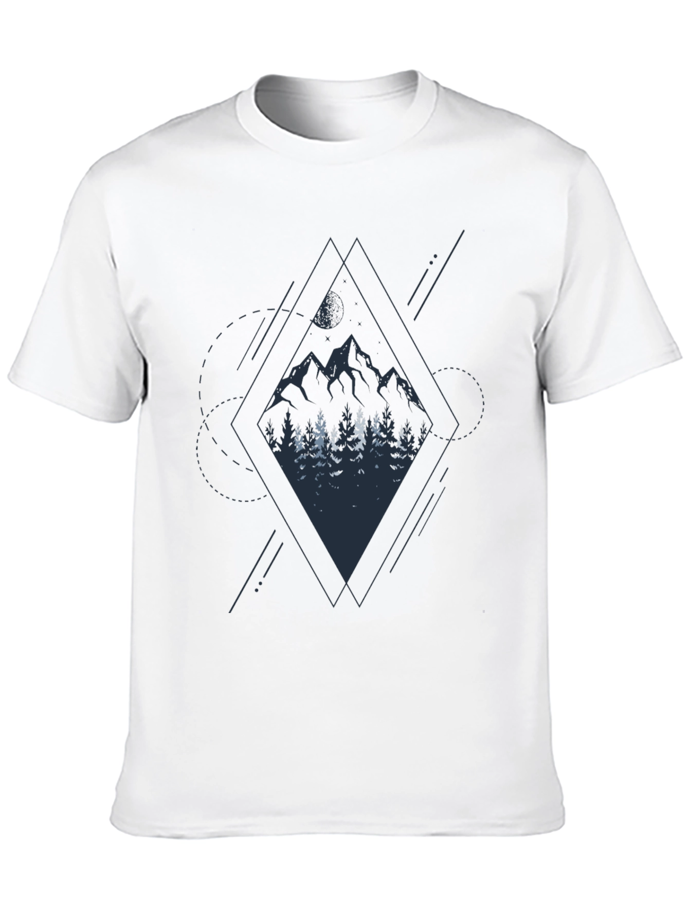 Black Geometric Mountain Graphic Tee - Stylish Men's Black T-Shirt view 10