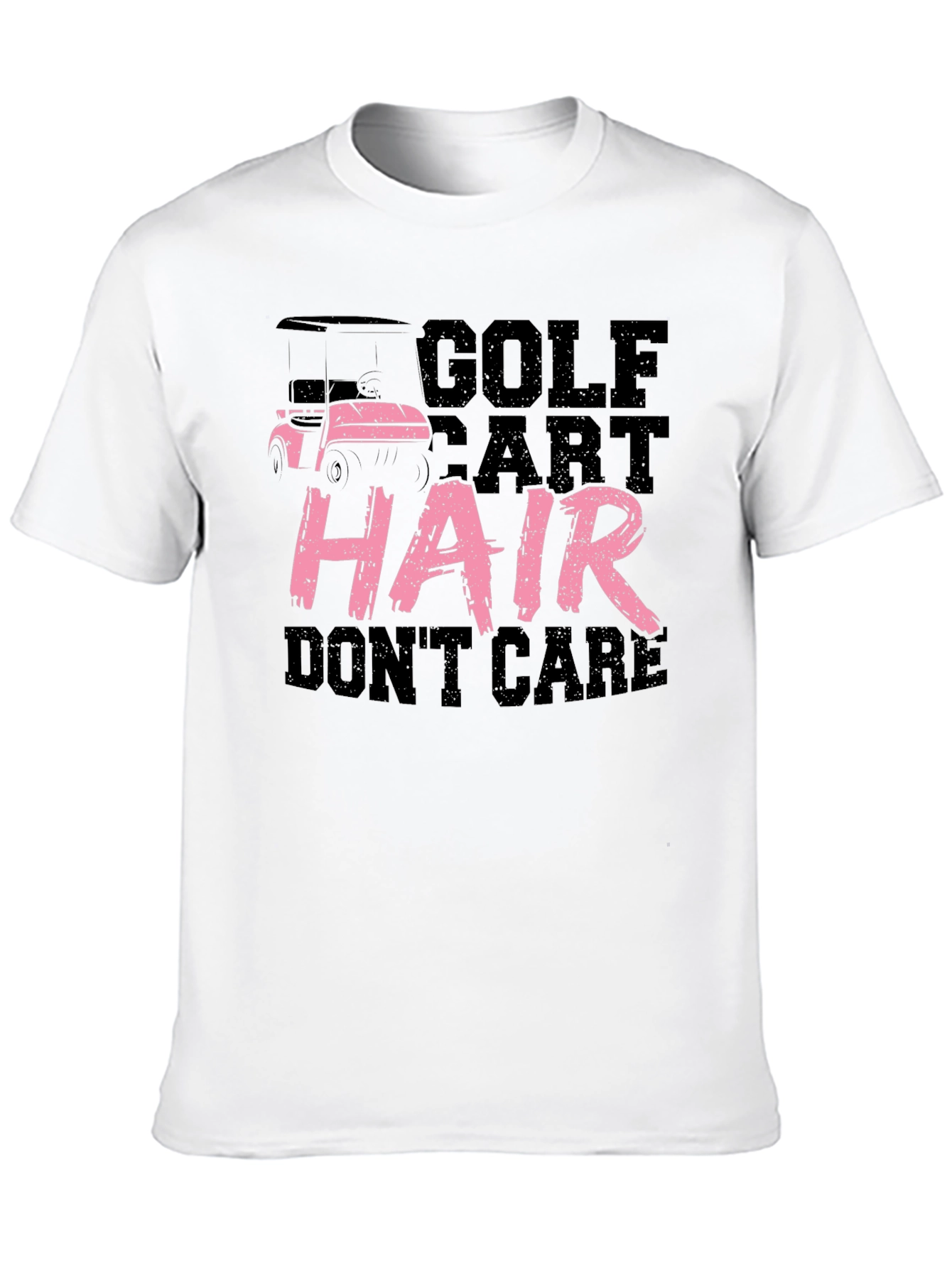 Black Golf Cart Hair Don't Care Tee view 10