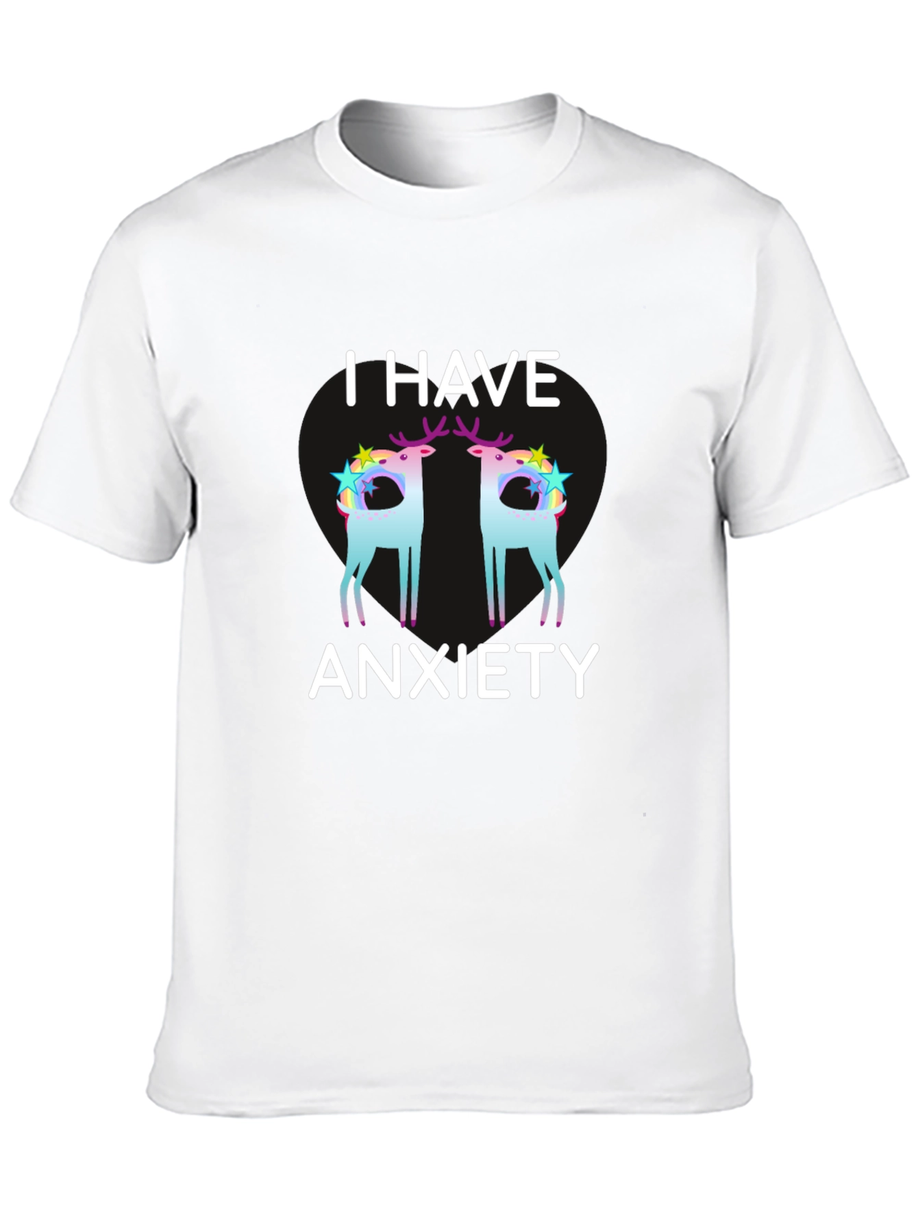 Black Anxiety Deer Graphic Tee - Black Unisex T-Shirt view 10