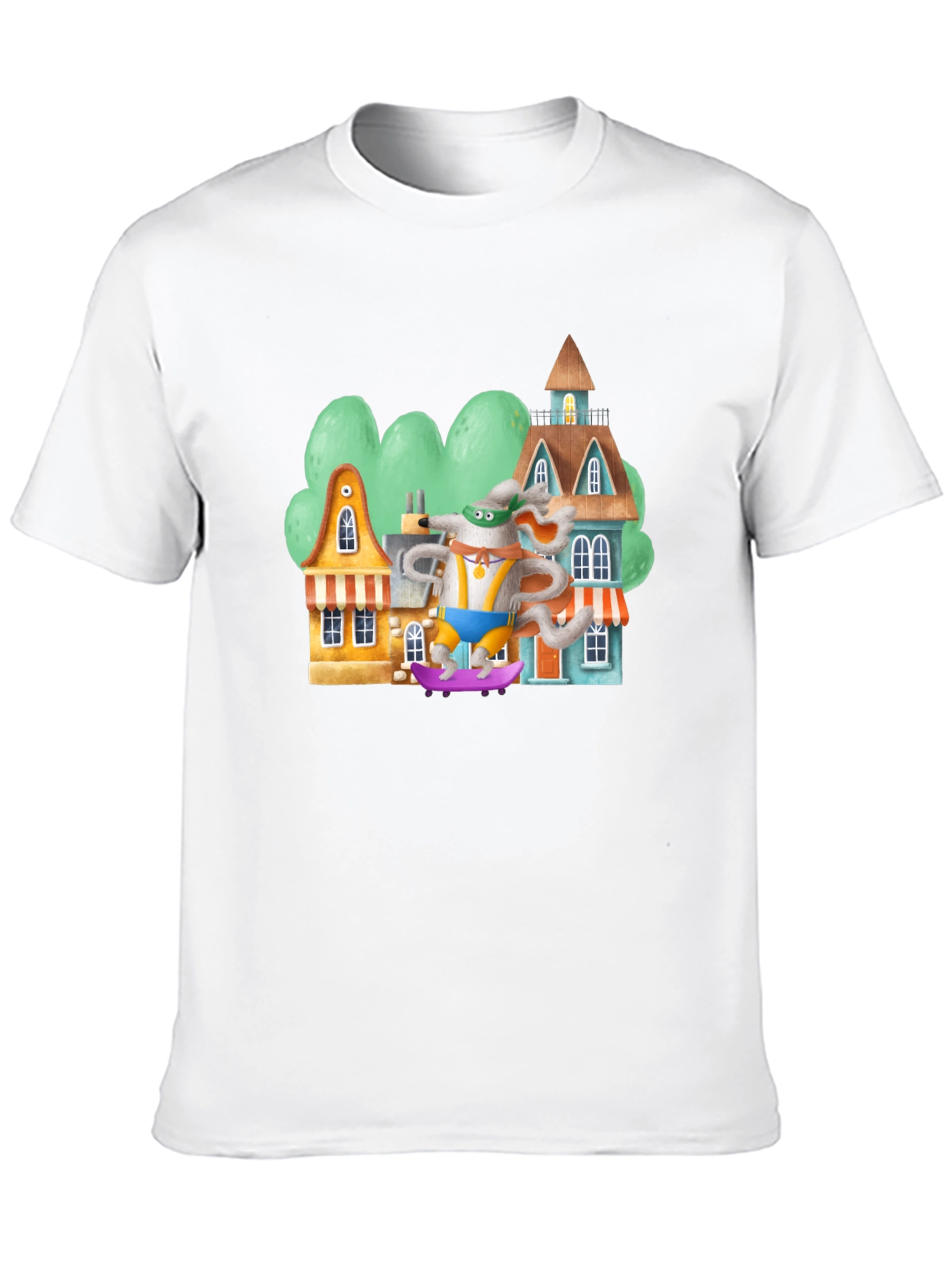 Black Cartoon Mouse Skateboarder Graphic Tee - Black Cotton Blend view 10