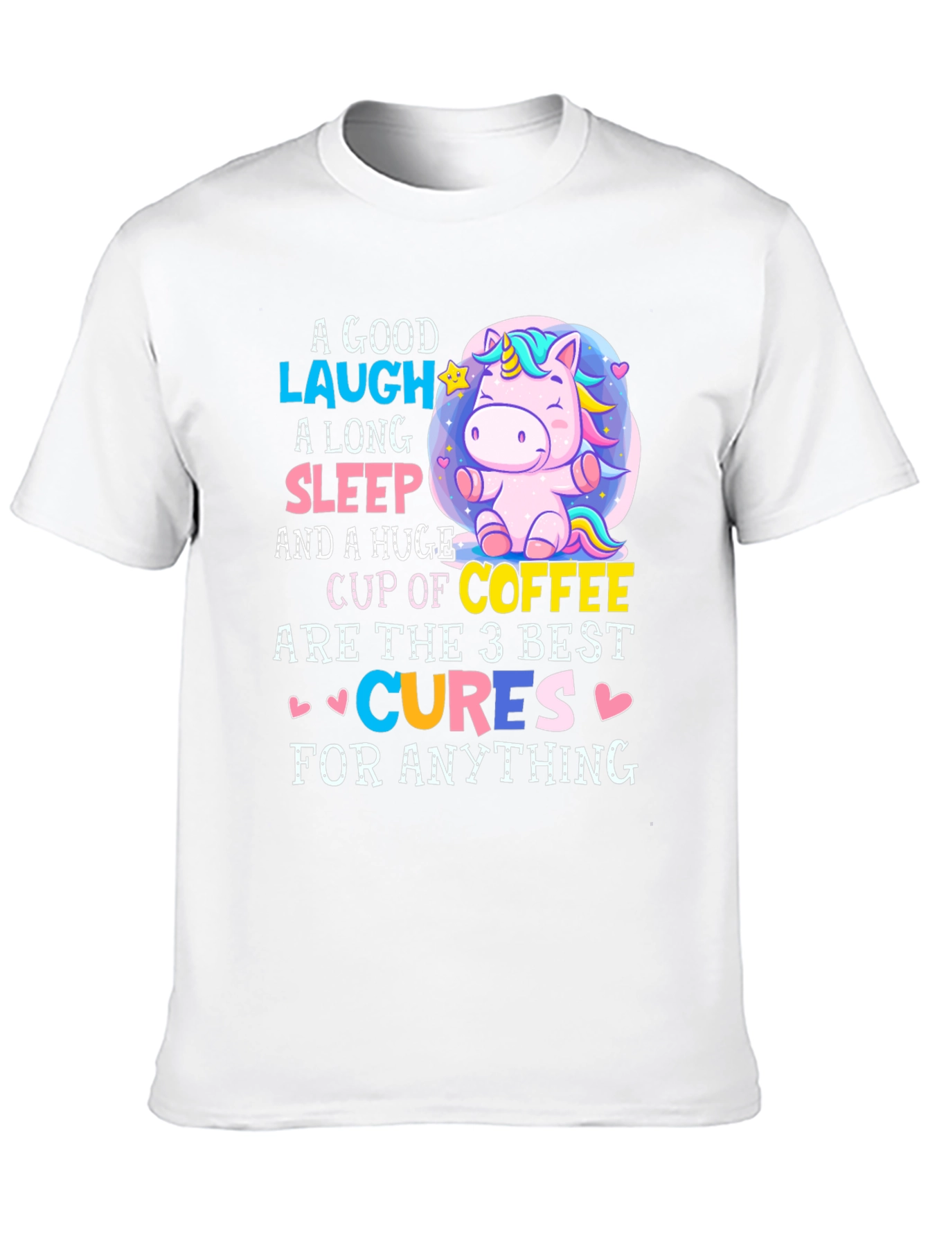 Black Funny Unicorn Coffee Cures T-Shirt view 10