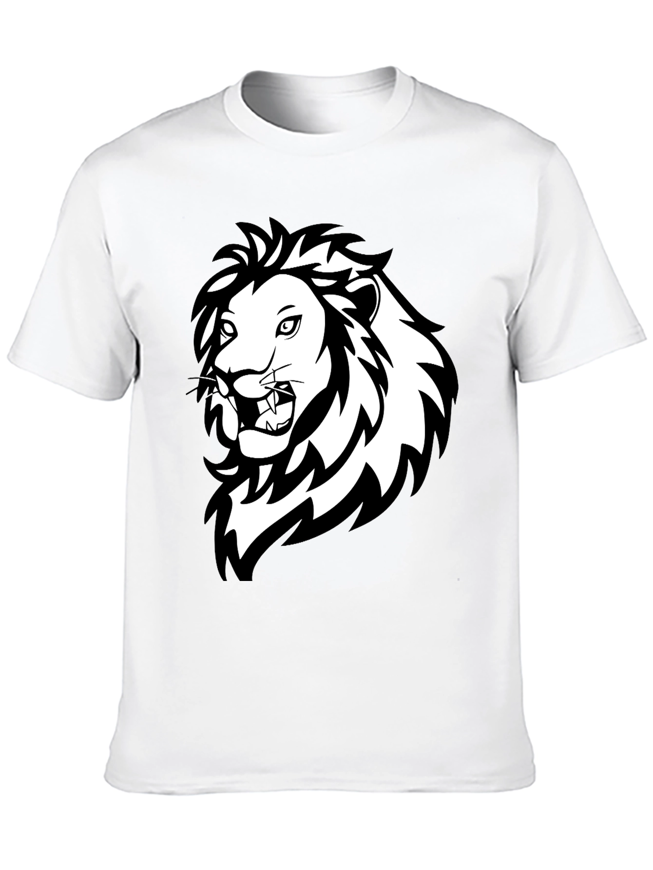 Black Bold Lion Graphic Tee - Black Cotton Crew Neck T-Shirt view 10