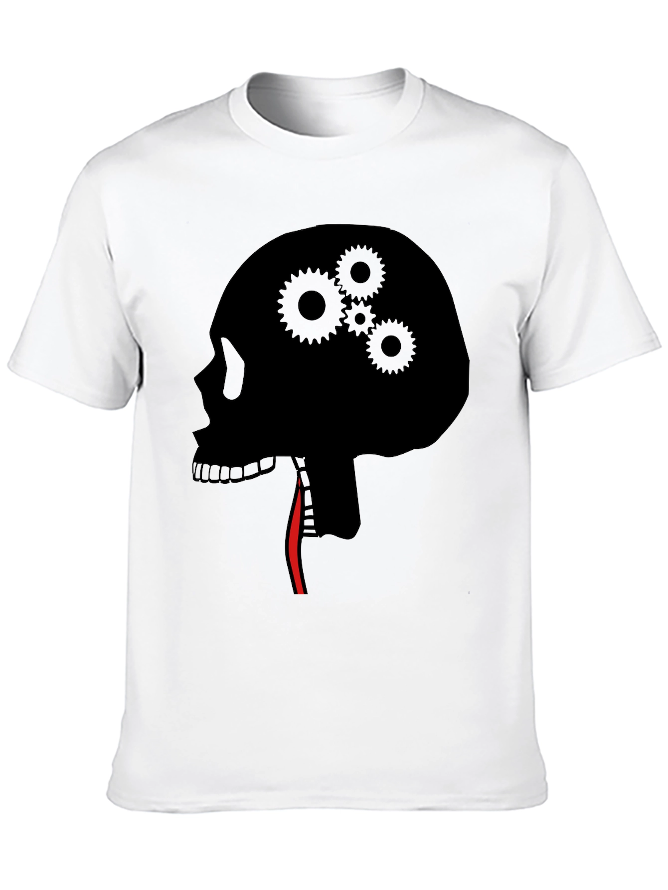 Black Gear Head Skull Tee - Black Graphic T-Shirt view 10