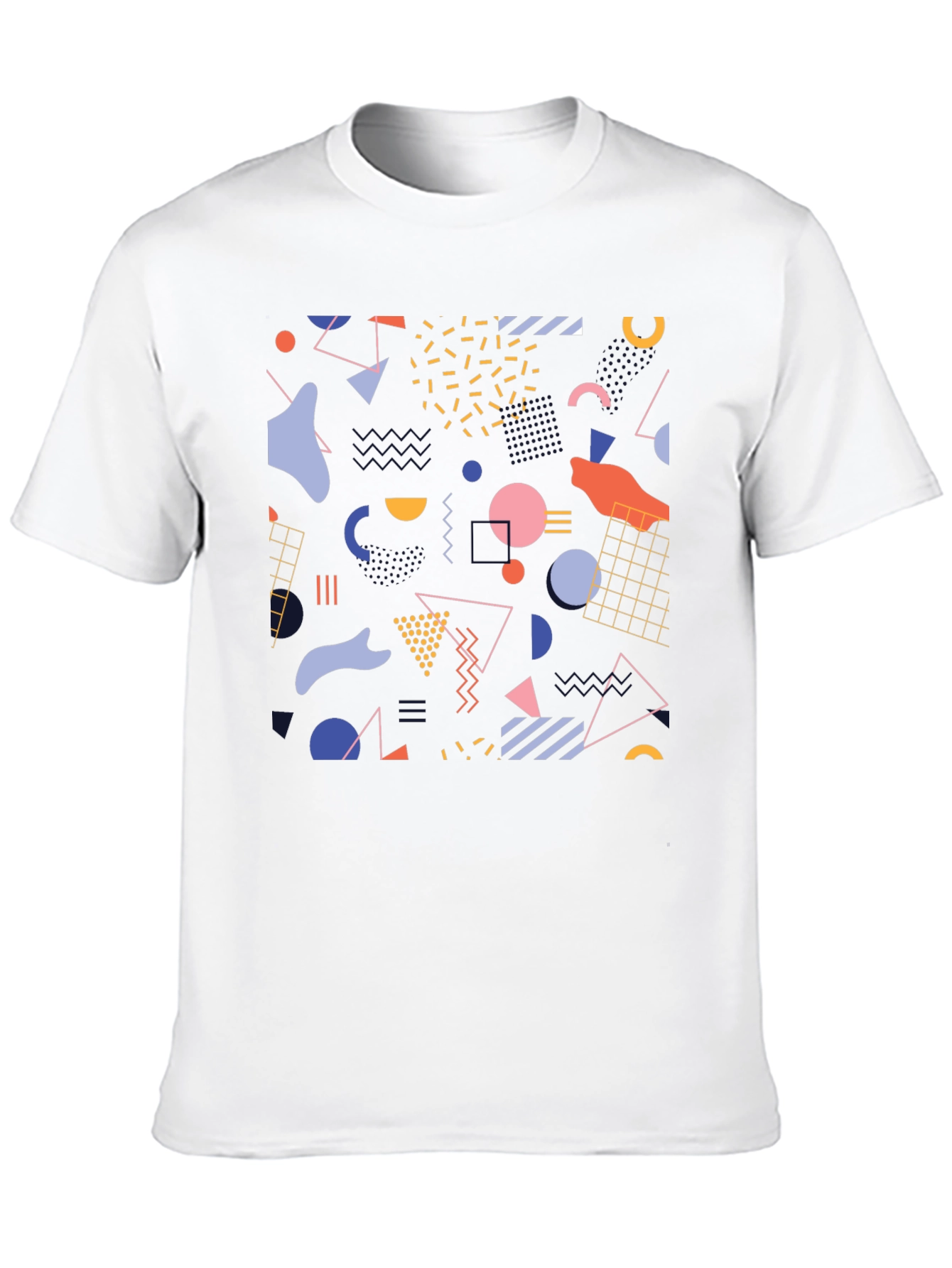 Black Retro Geometric Pattern Black T-Shirt view 10