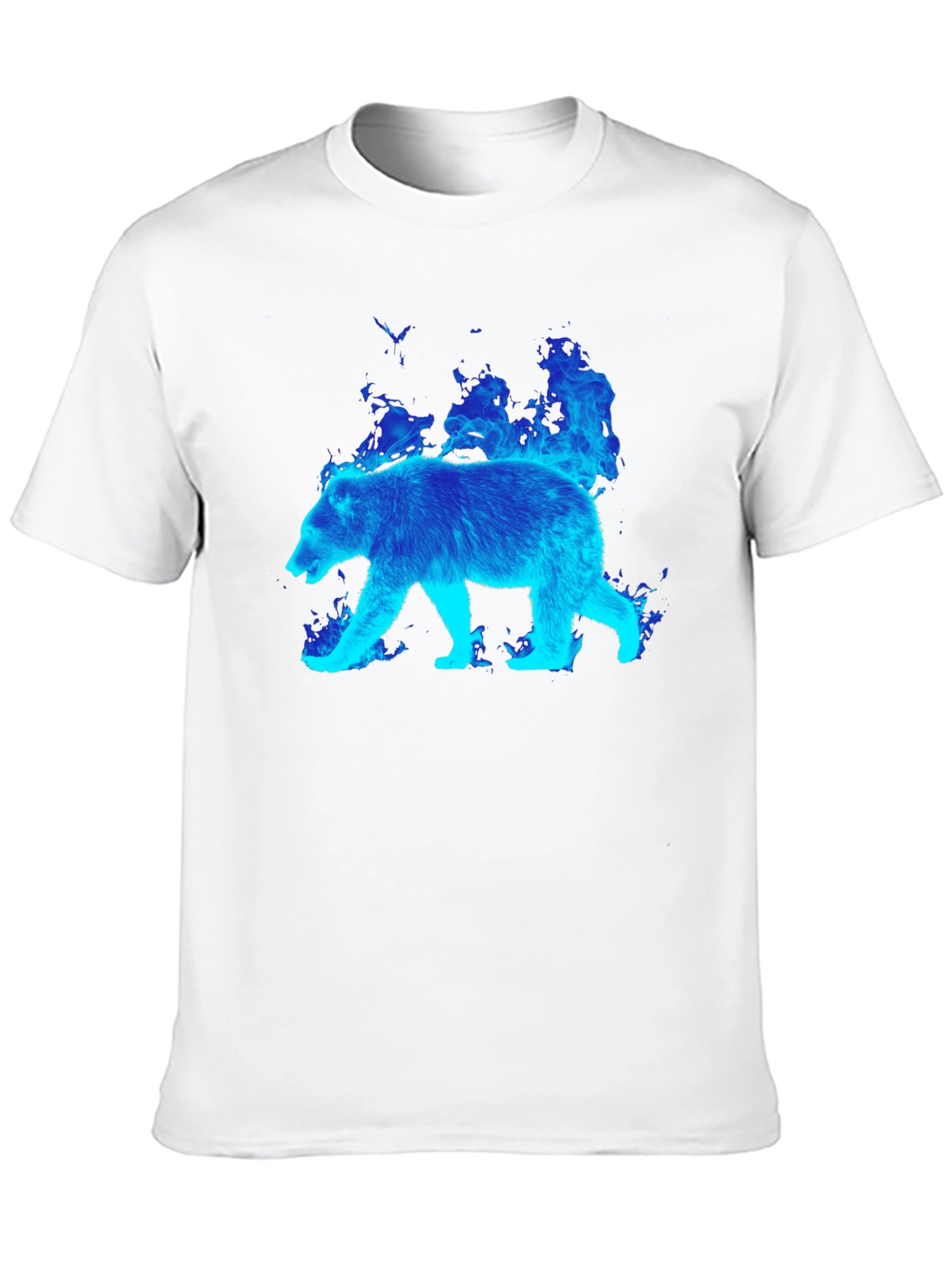 Flaming Blue Bear Graphic Tee - Black Cotton T-Shirt - 10