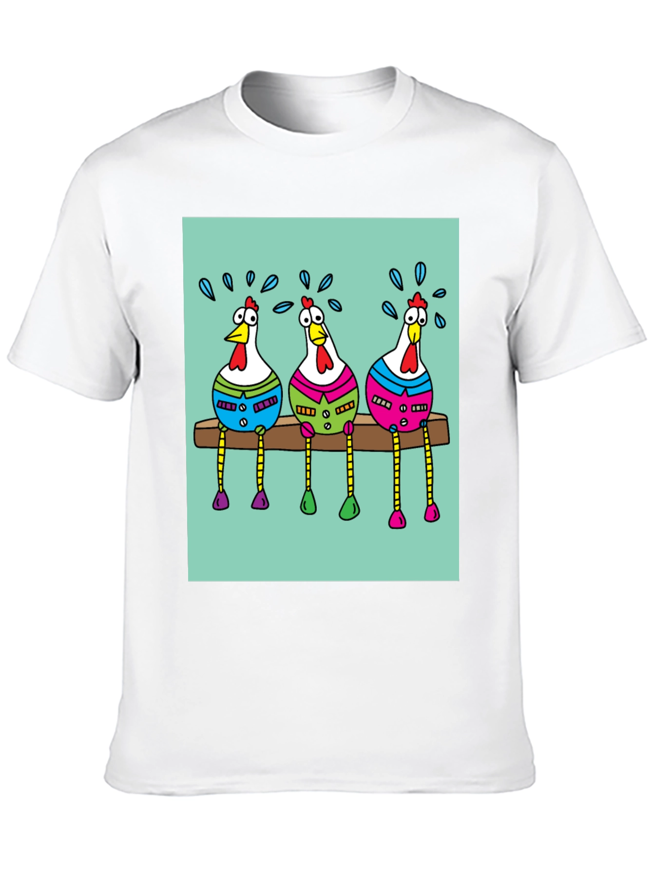 Black Funny Chicken Graphic Print Black T-Shirt view 10