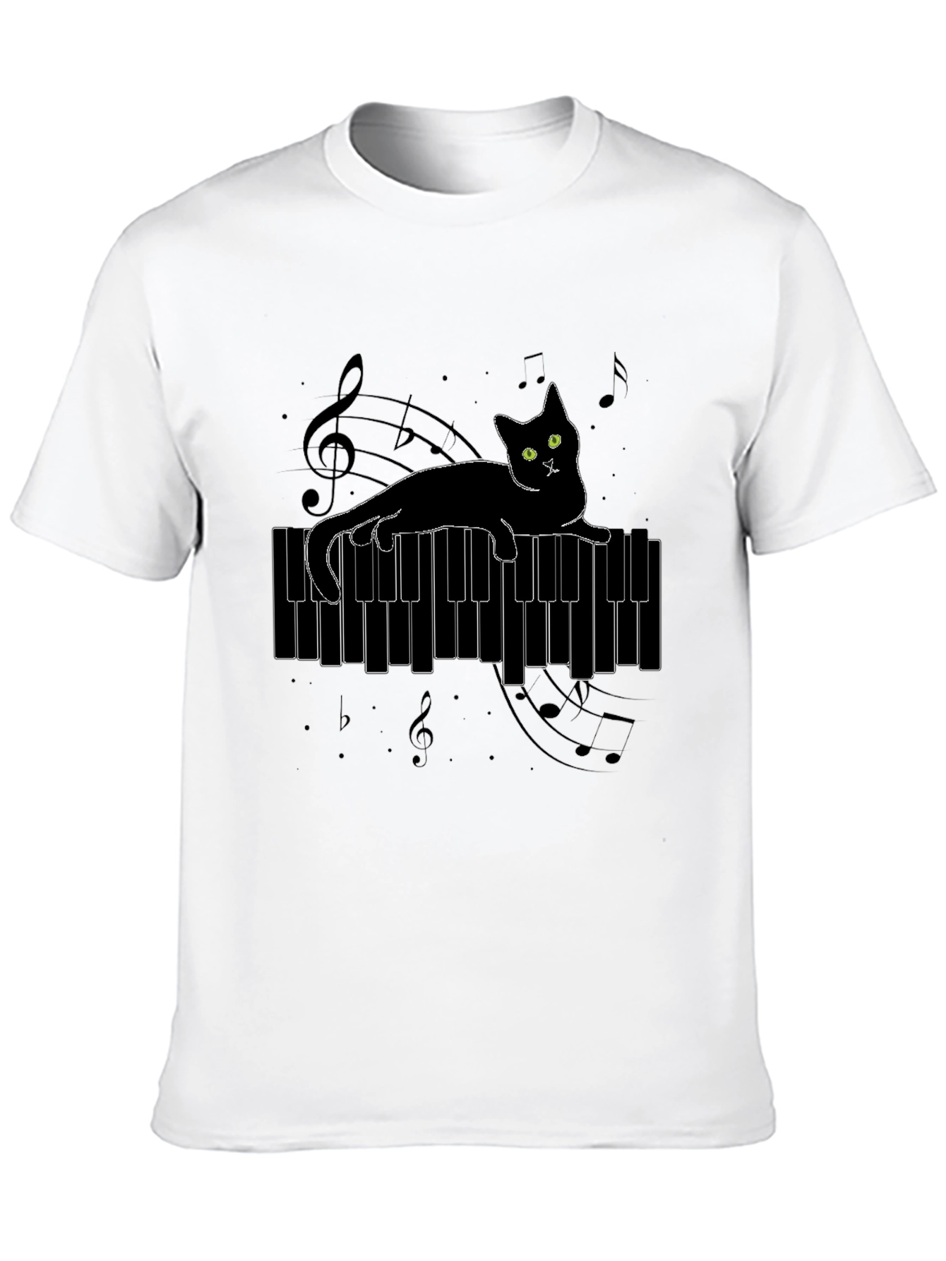 Black Cat on Piano T-Shirt view 10