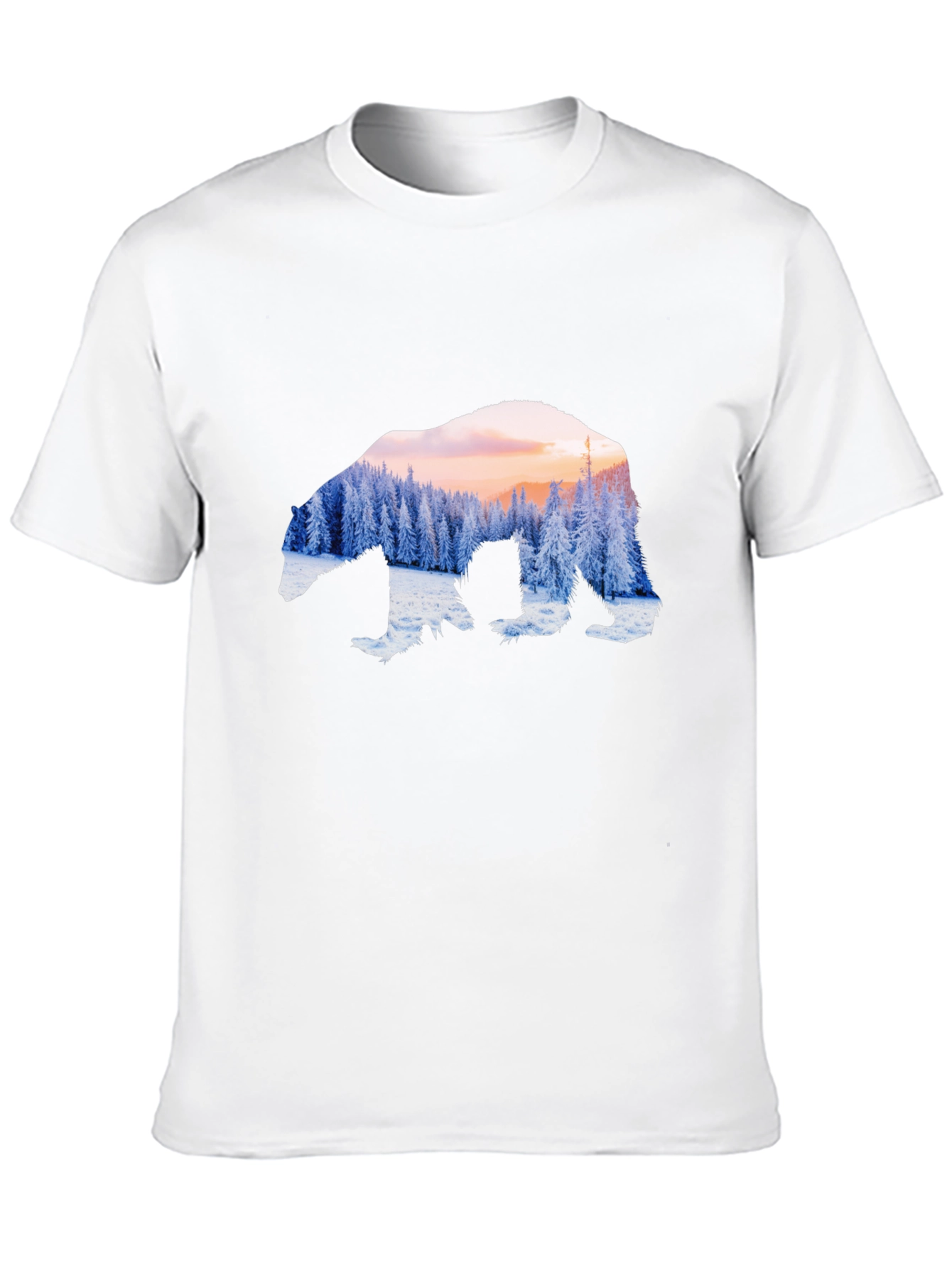Black Bear Silhouette Winter Forest Graphic Tee view 10