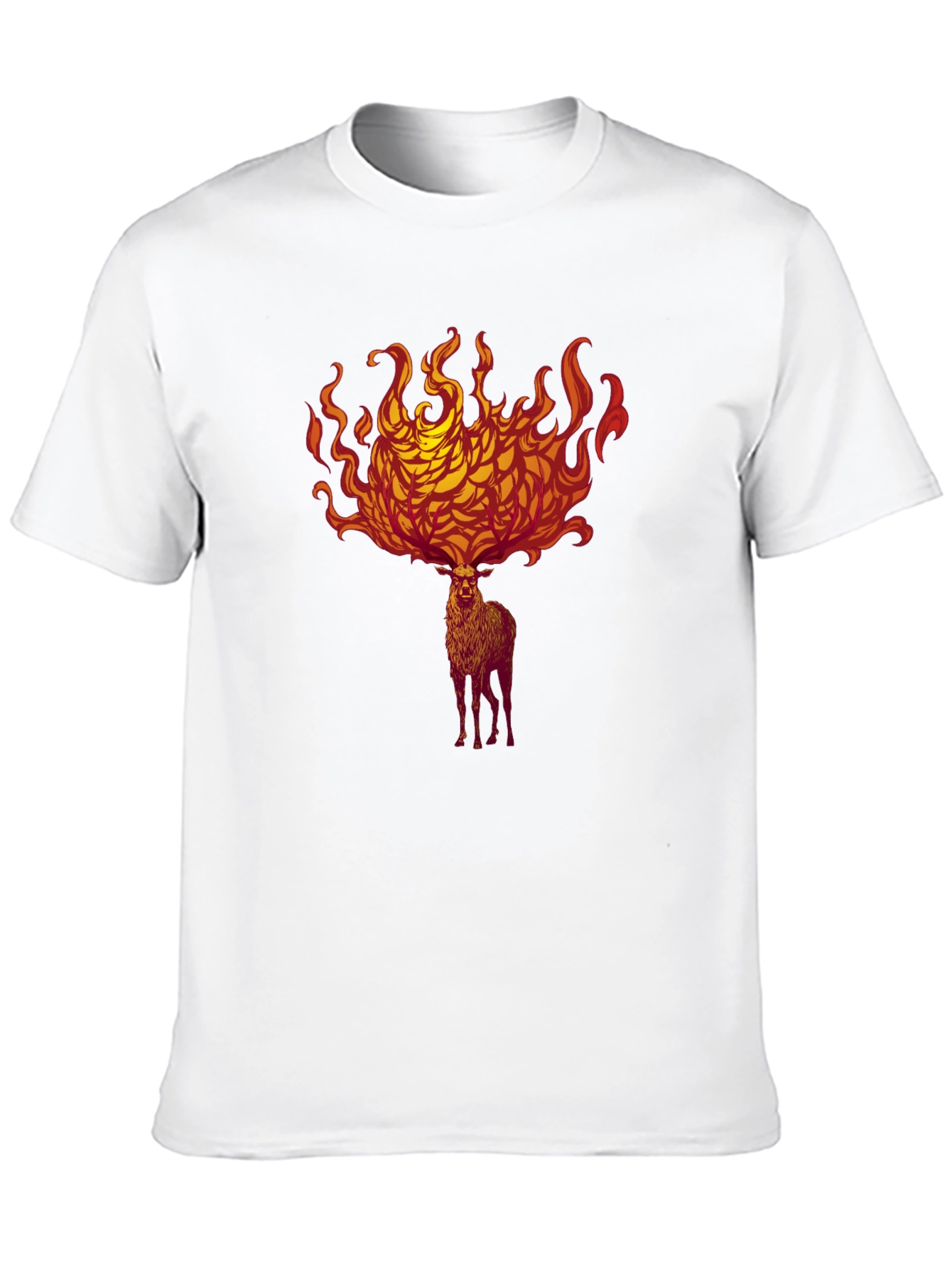 Black Fiery Stag Graphic Tee - Bold Statement Shirt view 10