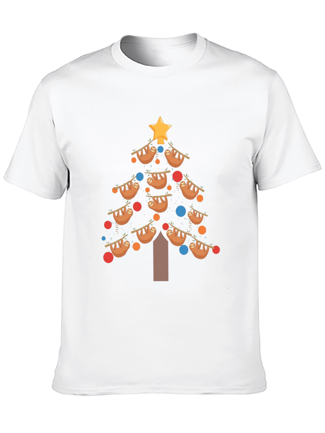 Black Festive Sloth Christmas Tree T-Shirt view 10