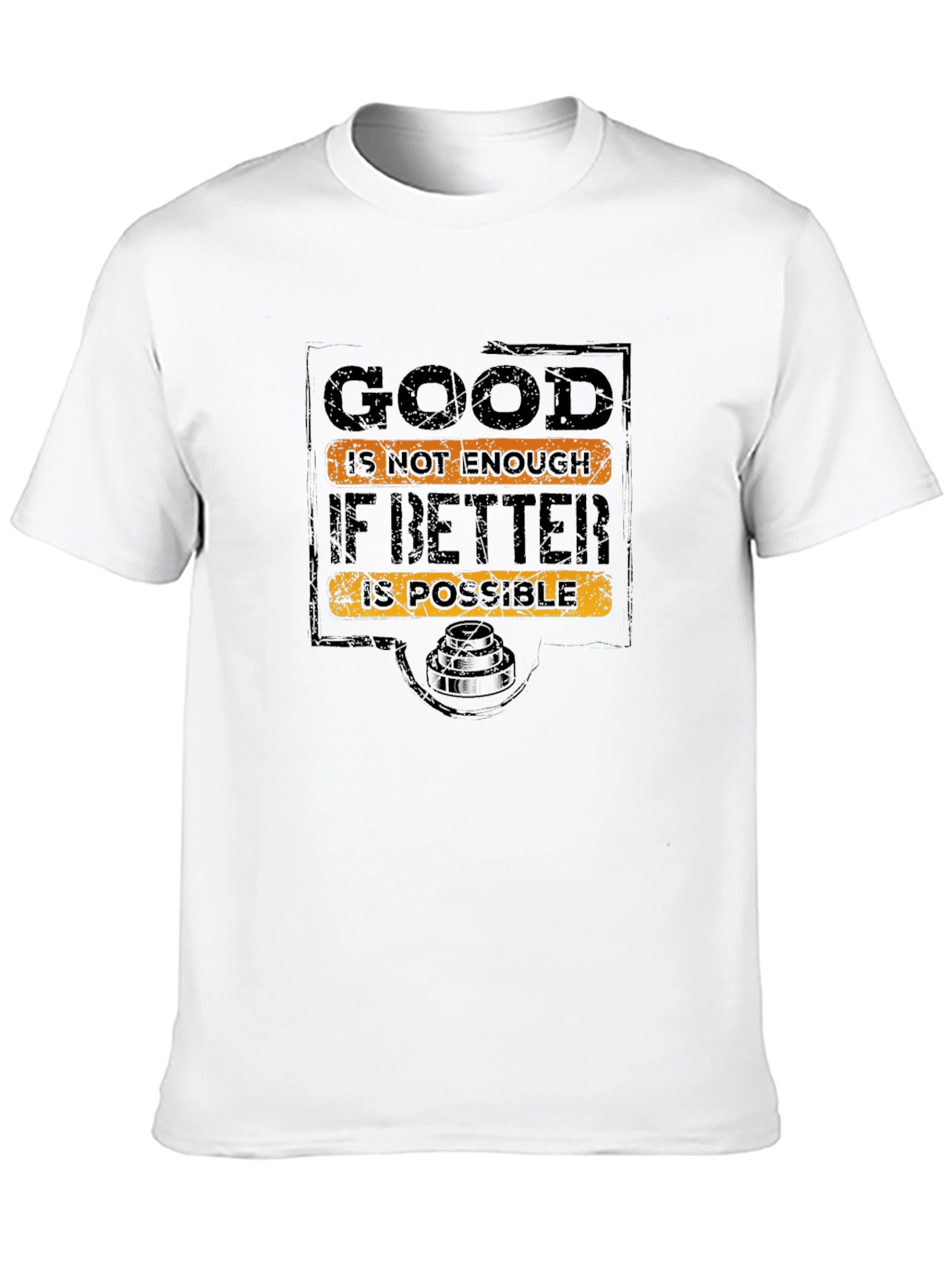 Black Inspirational "Good is Not Enough" Black Graphic T-Shirt view 10