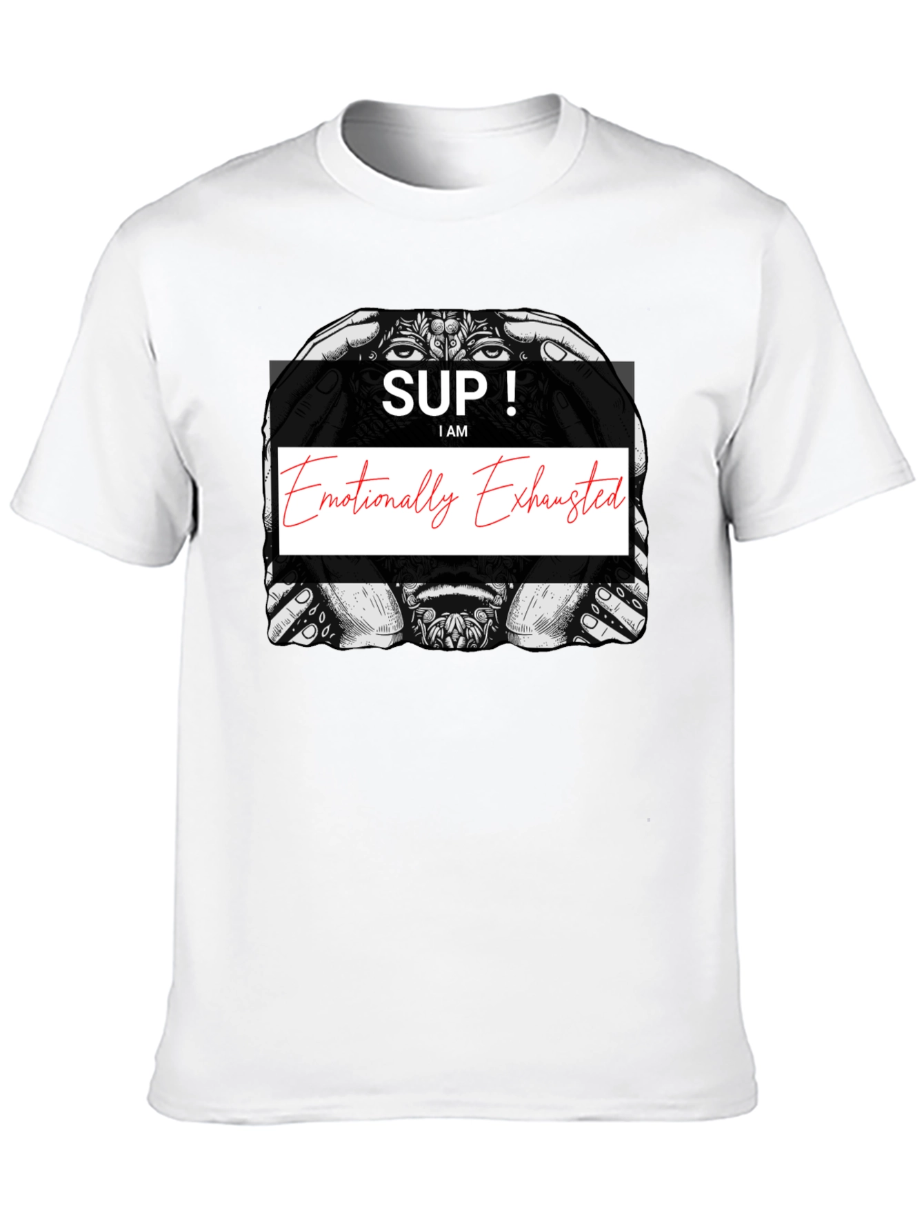 Black Emotionally Exhausted Graphic T-Shirt - Unisex Black Tee view 10