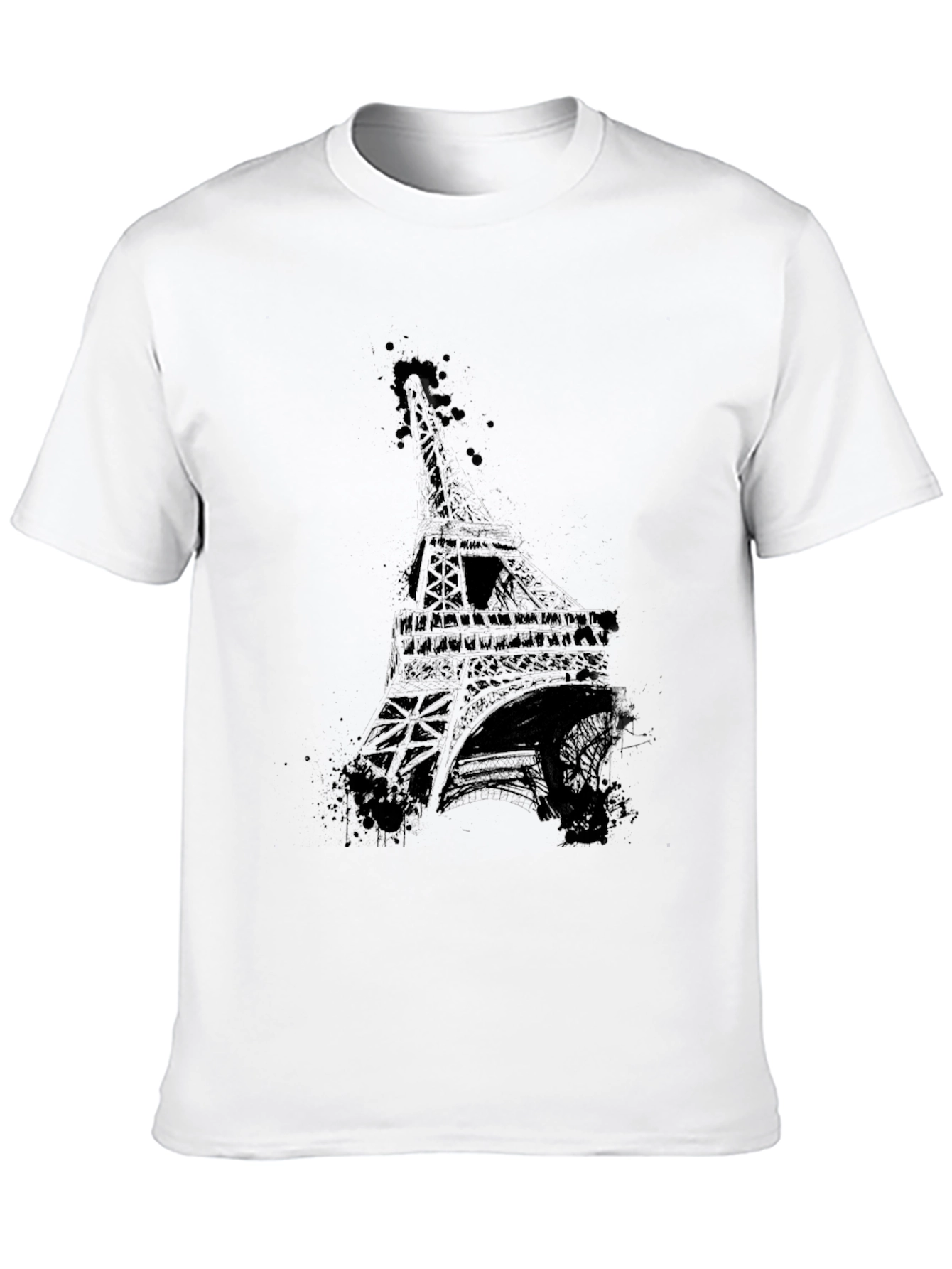 Black Eiffel Tower Graphic Tee - Men's Black T-Shirt view 10
