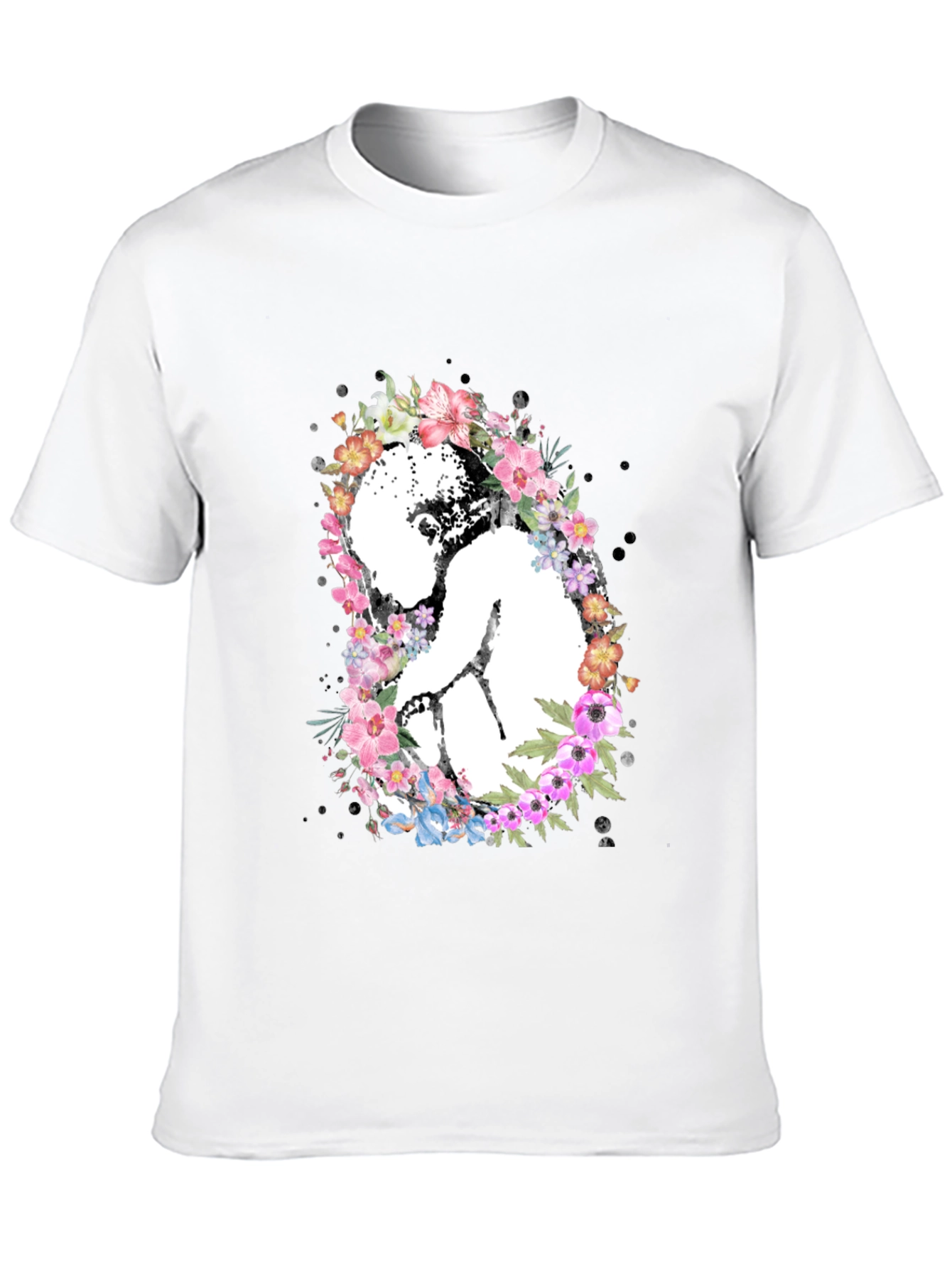 Black Floral Embryo Graphic Tee - Black Unisex T-Shirt view 10