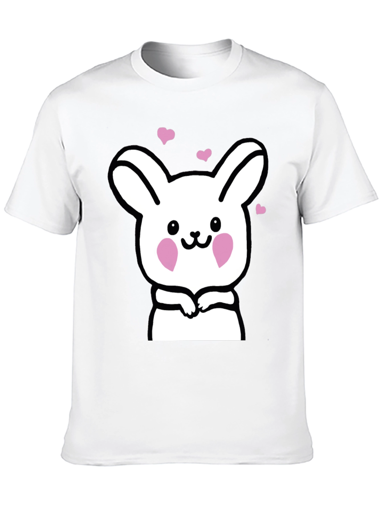 Black Cute Bunny Graphic Black T-Shirt view 10