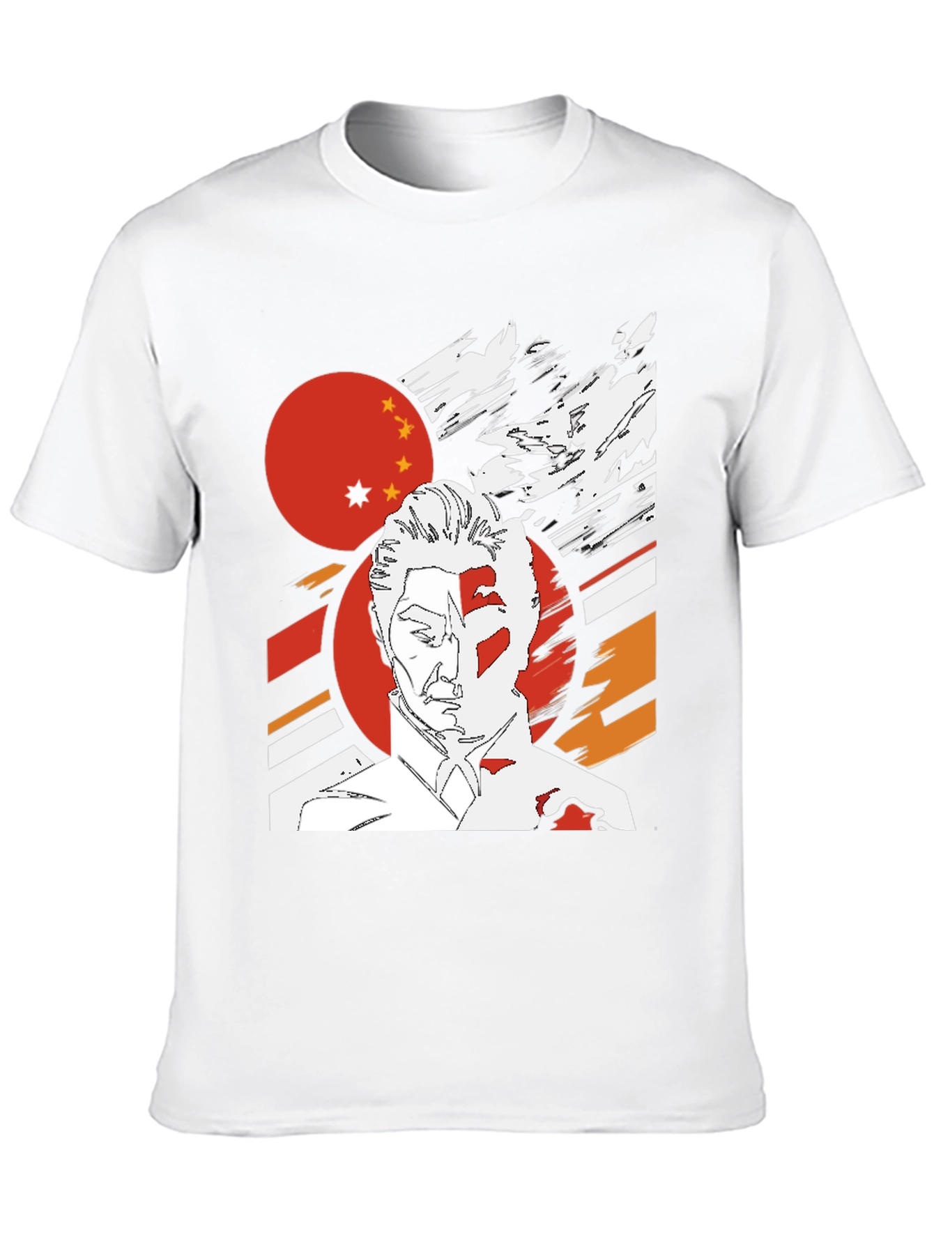 Graphic Tee - China Flag Art Print Black T-Shirt - 10