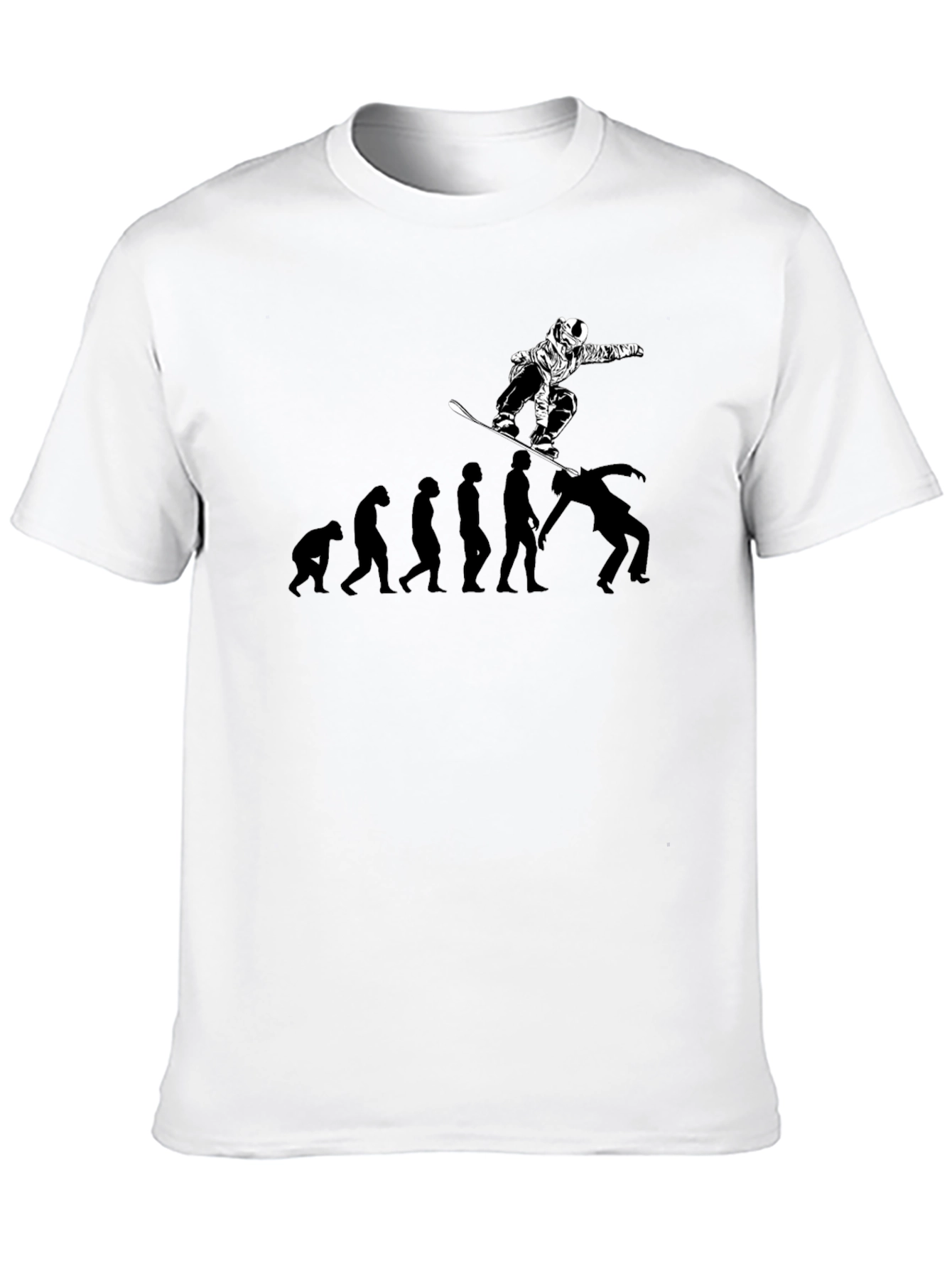 Black Snowboard Evolution T-Shirt: Black Crew Neck Graphic Tee view 10