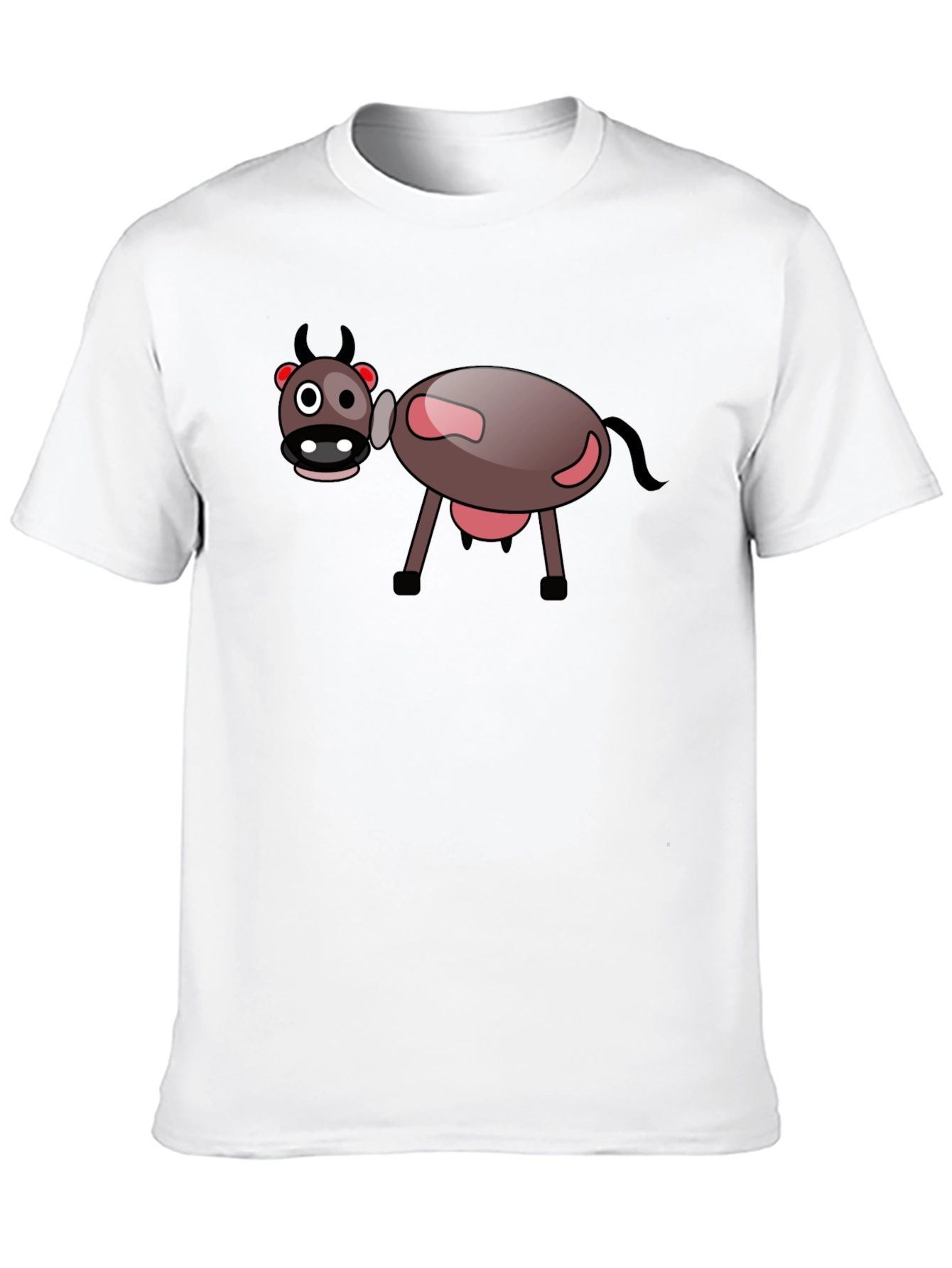 Black Cartoon Cow Black T-Shirt - Fun Novelty Tee view 10