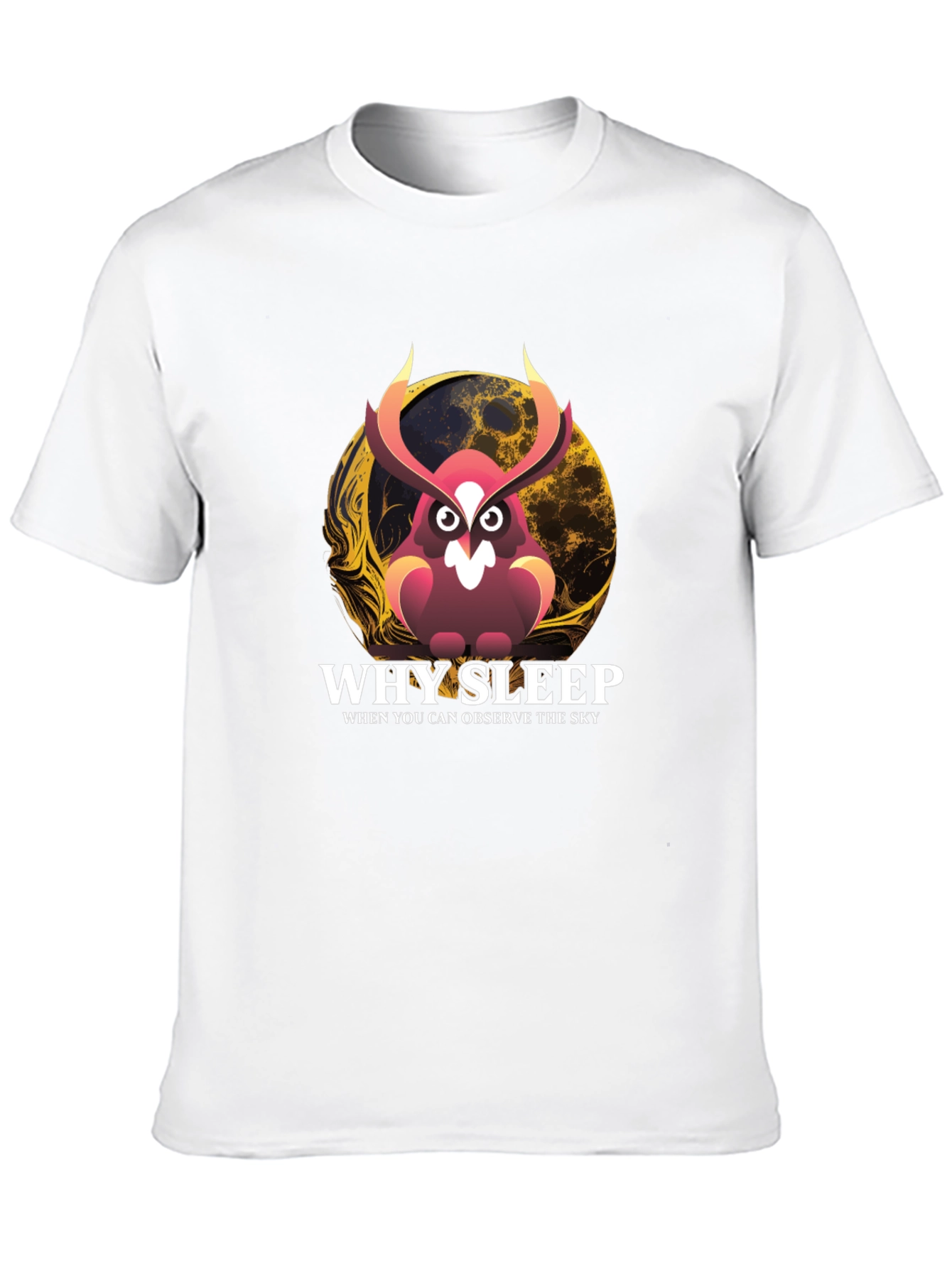 Black Why Sleep? Owl Graphic Tee - Observe the Sky T-Shirt view 10