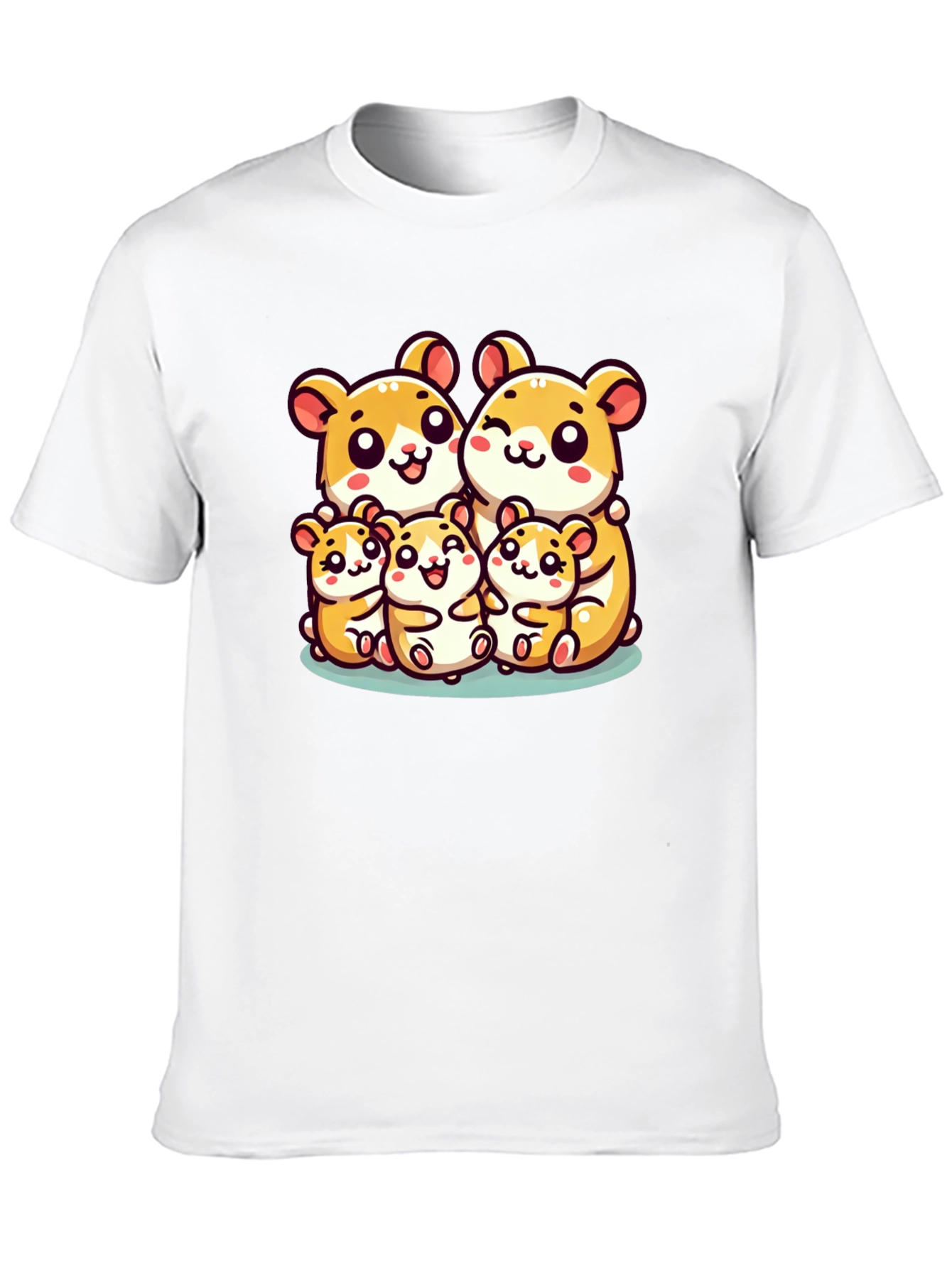 Black Cute Hamster Family Black T-Shirt view 10
