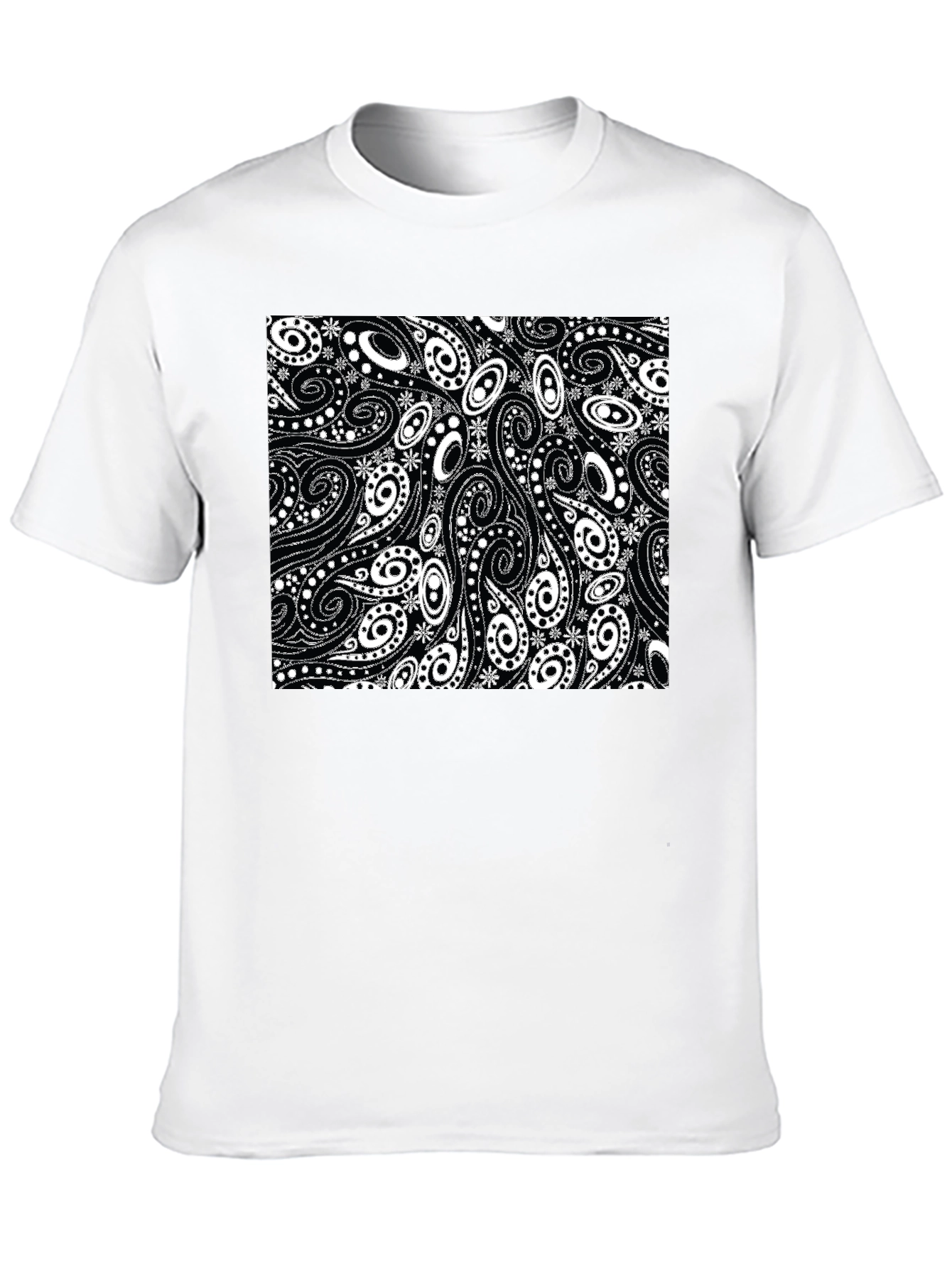 Black Paisley Pattern Black T-Shirt view 10