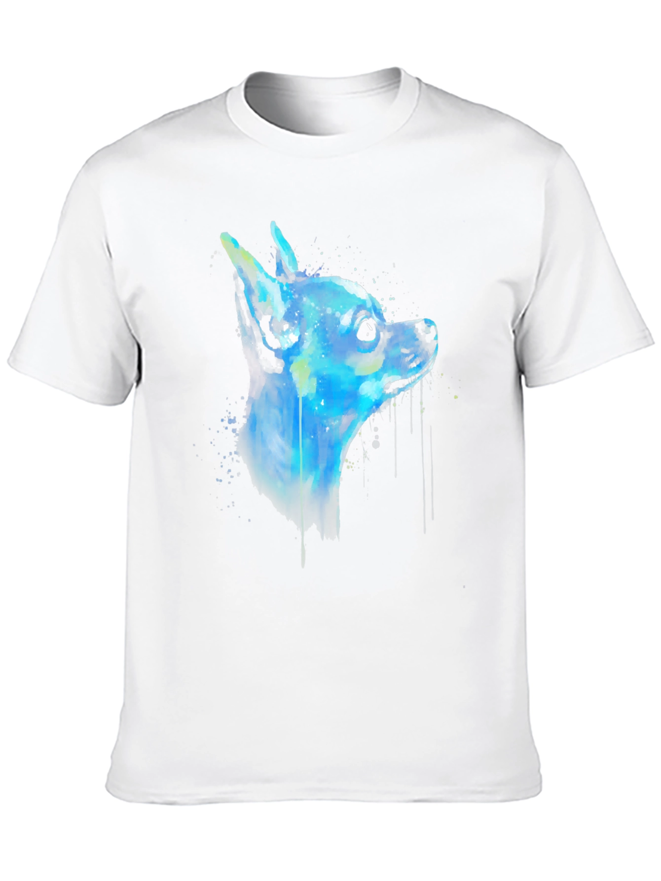 Black Chihuahua Dog Watercolor Art Men's Black T-Shirt view 10