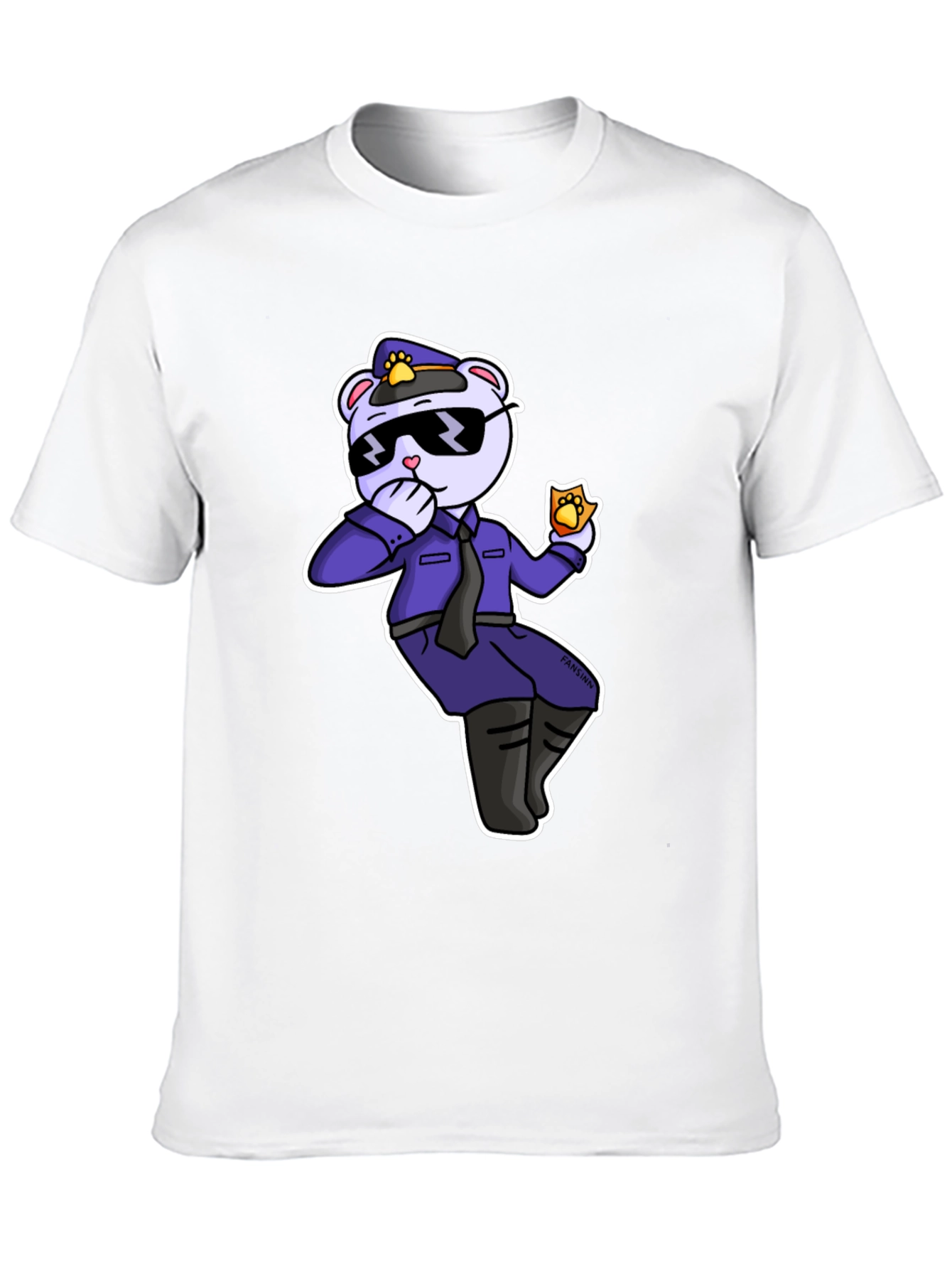Black Cool Cartoon Bear Police T-Shirt view 10