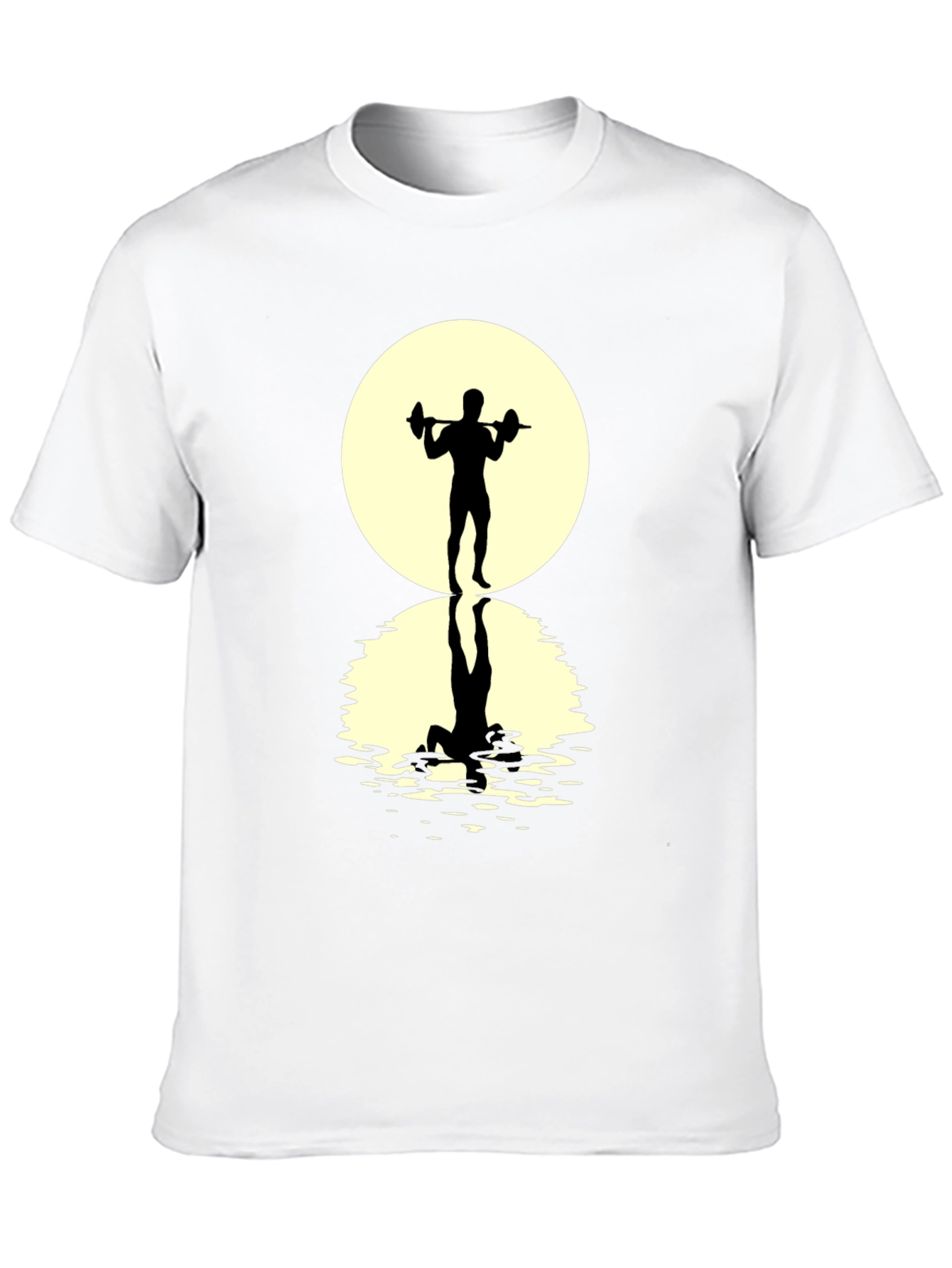 Black Weightlifter Silhouette T-Shirt - Moonlit Reflection view 10