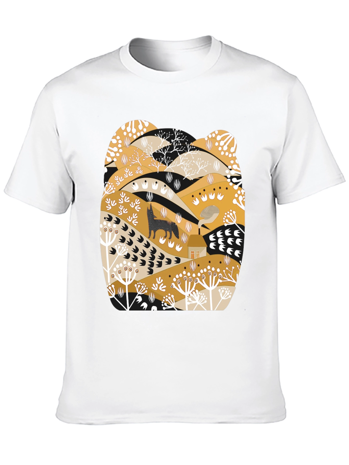Black Wolf Landscape Graphic Tee - Black view 10