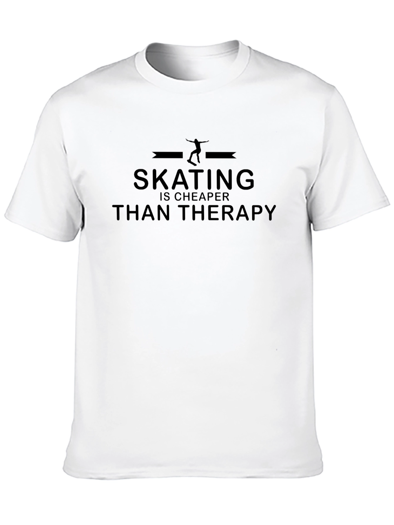 Black Skating is Cheaper Than Therapy Black T-Shirt view 10