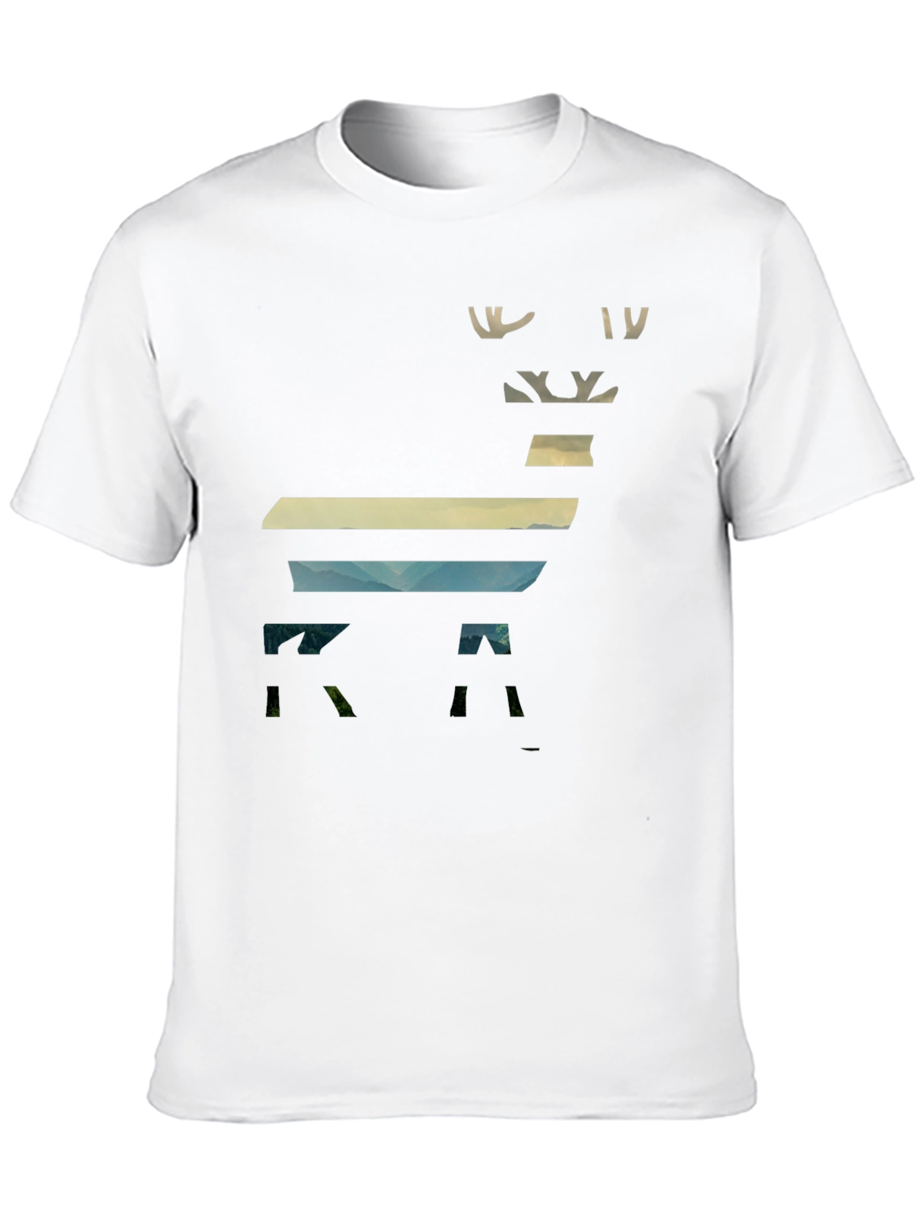 Black Abstract Deer Graphic Men's Black T-Shirt view 10