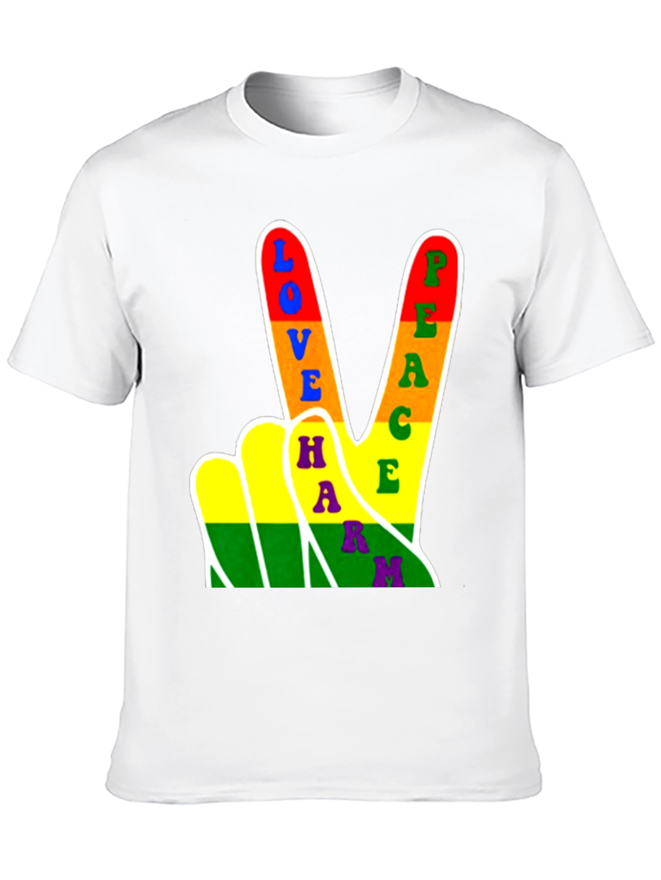 Black Love Peace Harmony Rainbow Graphic T-Shirt view 10