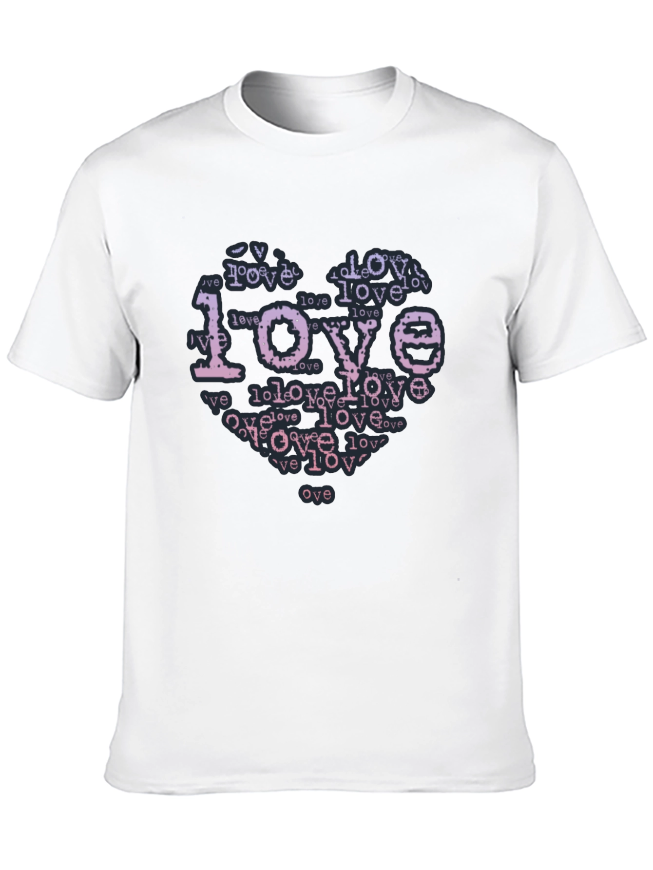 Black Love Typography Heart Black T-Shirt view 10