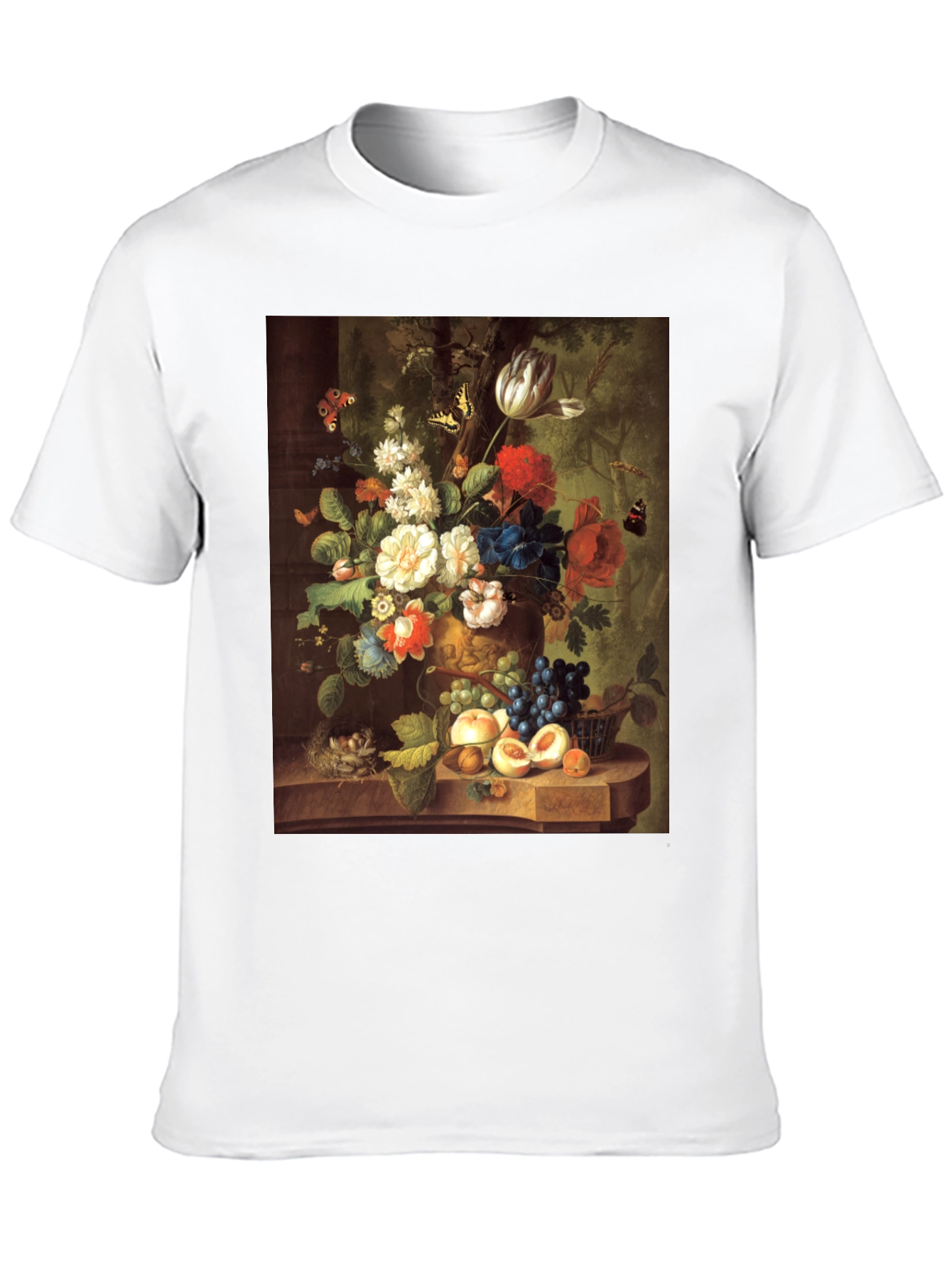 Black Floral Still Life T-Shirt - Classic Art Print view 10