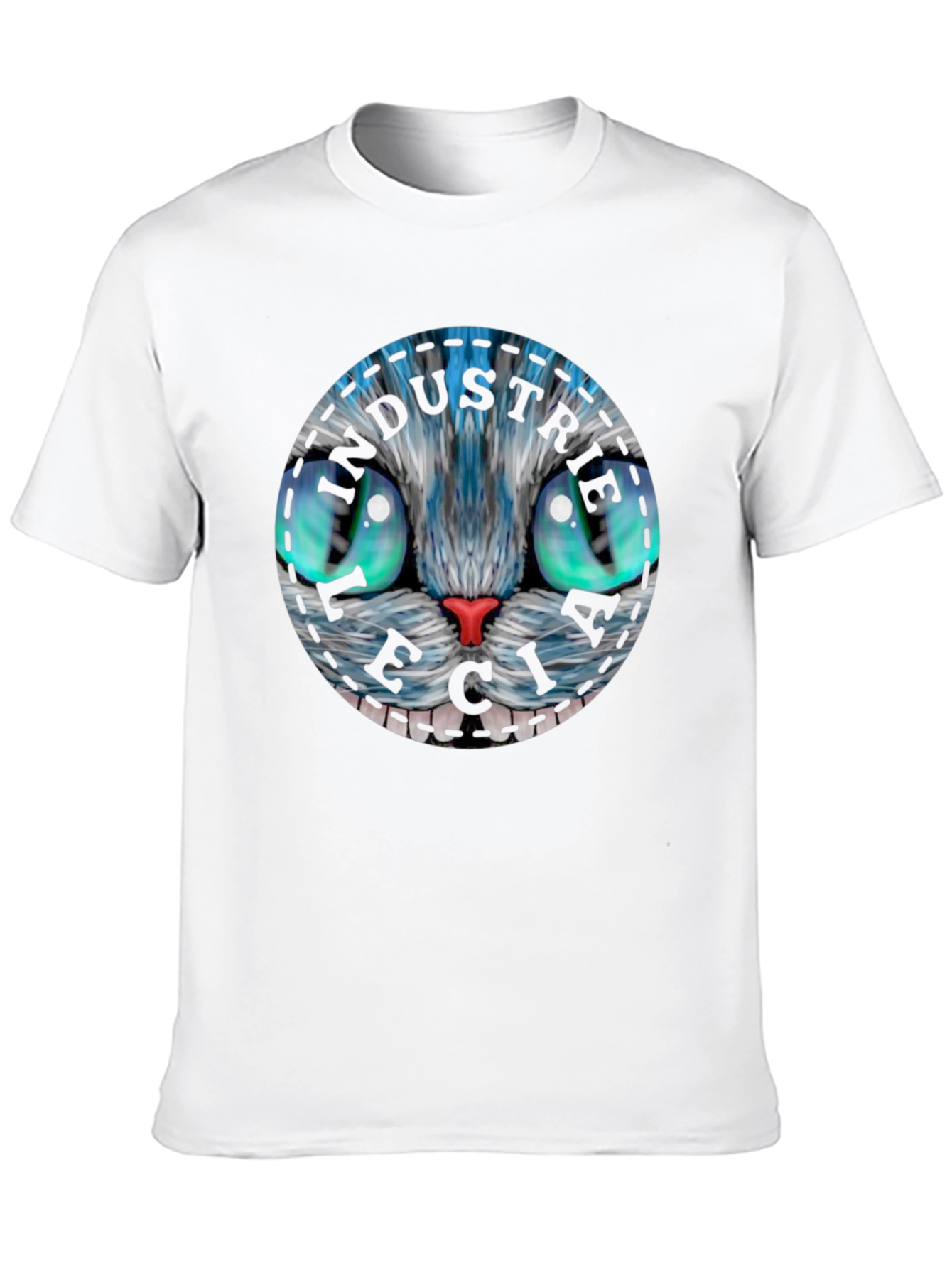 Black Whimsical Cat Face T-Shirt view 10