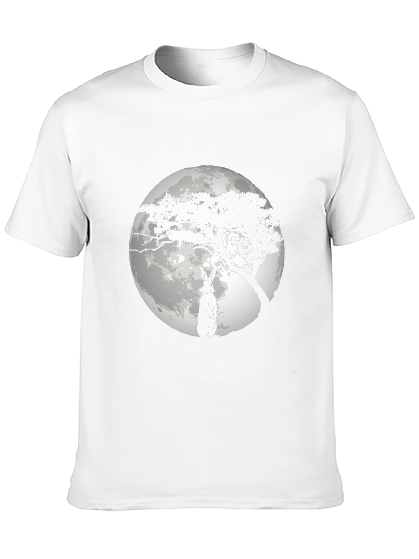 Black Moonlit Rabbit Graphic T-Shirt - Black Cotton Tee view 10