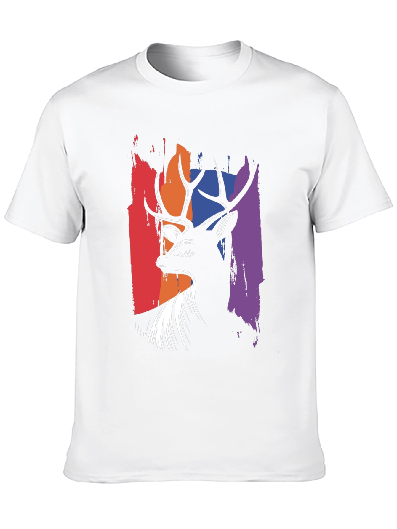 Black Abstract Deer Graphic Tee - Men's Black T-Shirt view 10