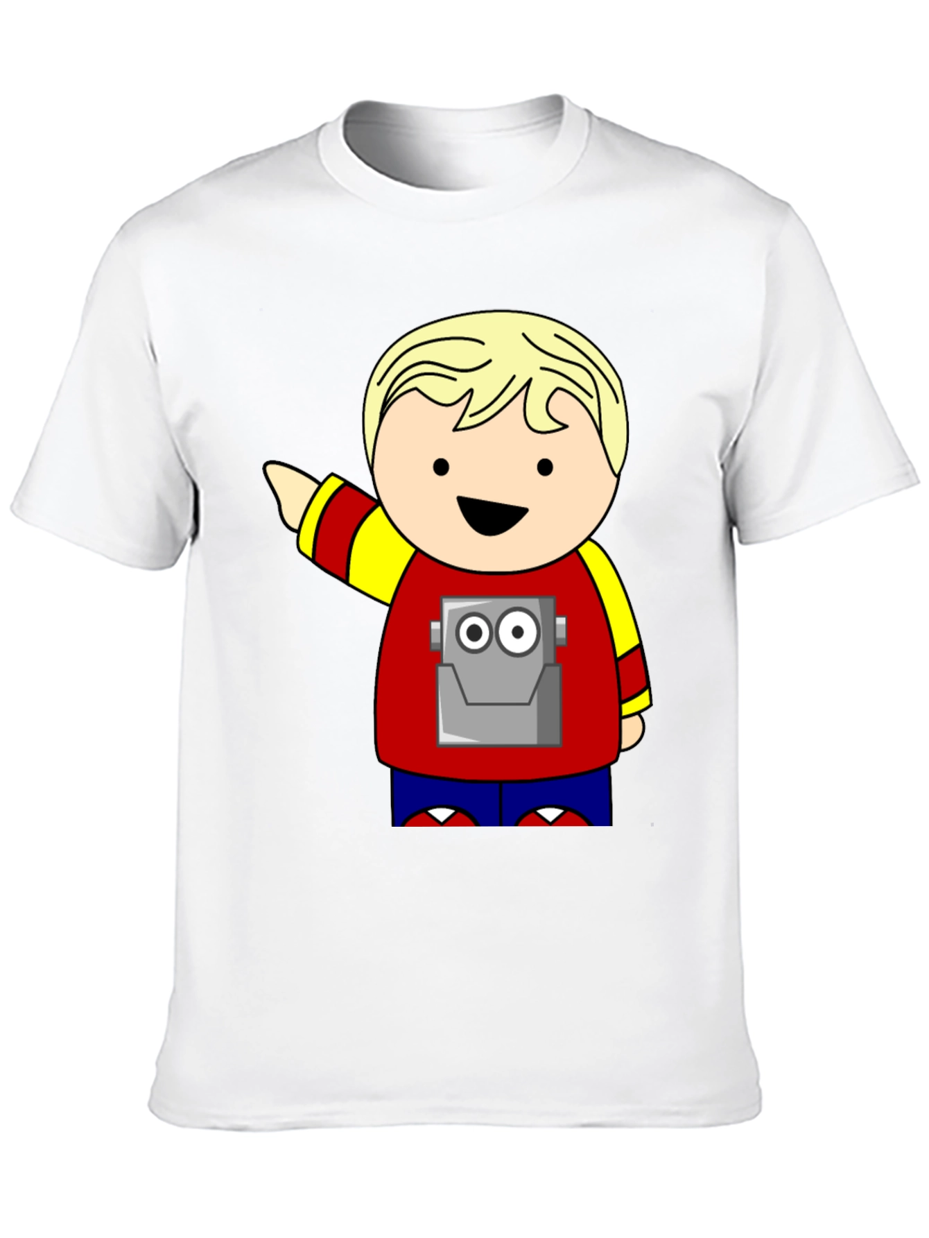 Black Cartoon Robot Kid T-Shirt - Black view 10