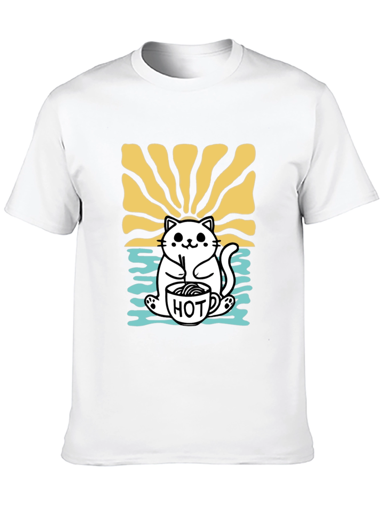 Black Cute Cat Hot Drink T-Shirt view 10