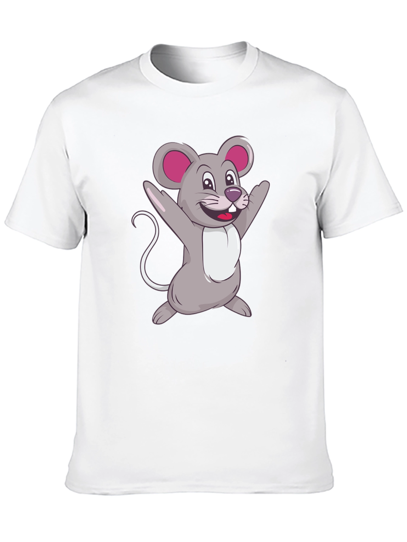 Black Cartoon Mouse Graphic Tee - Black Casual T-Shirt view 10