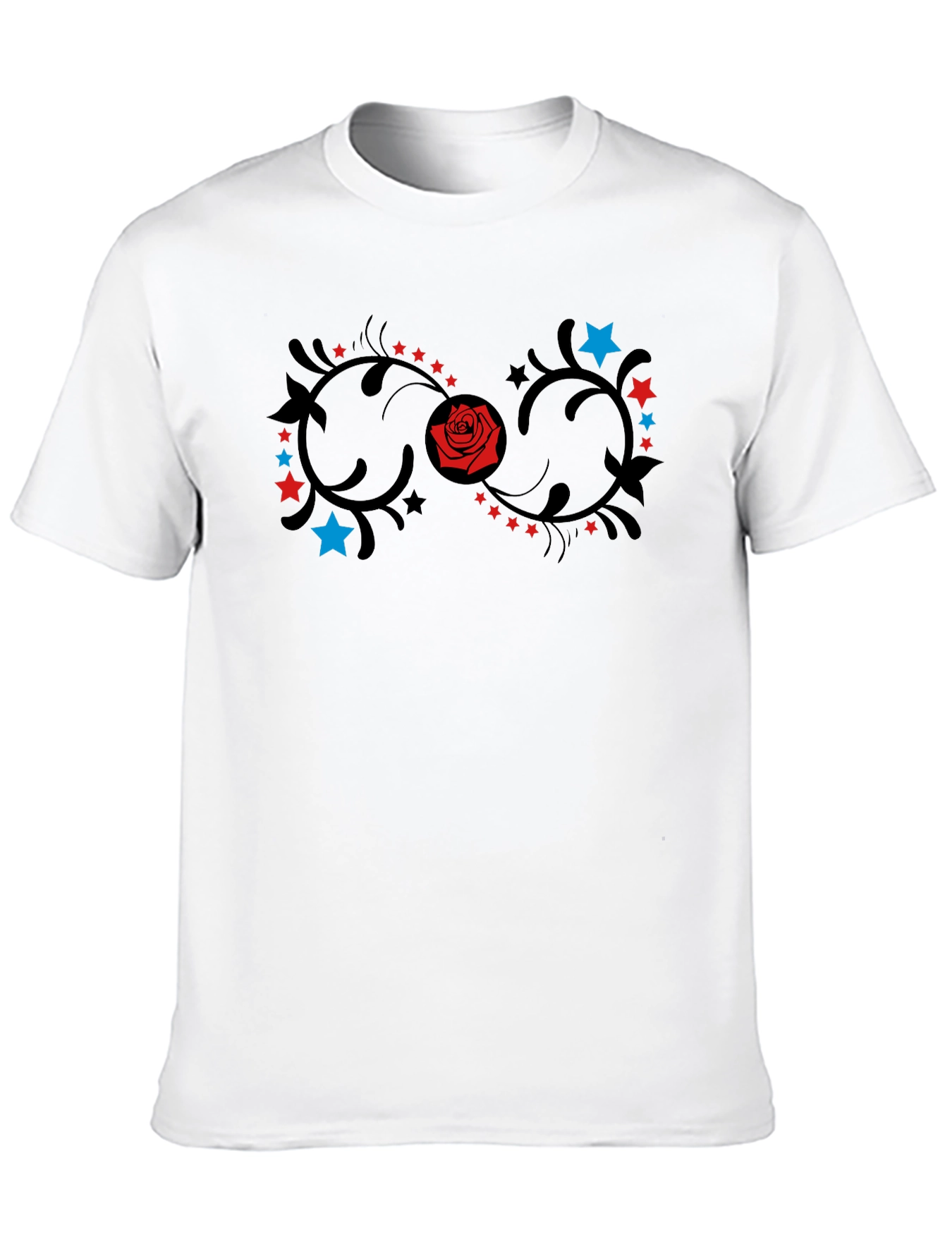 Black Floral Infinity Rose & Stars Graphic T-Shirt view 10