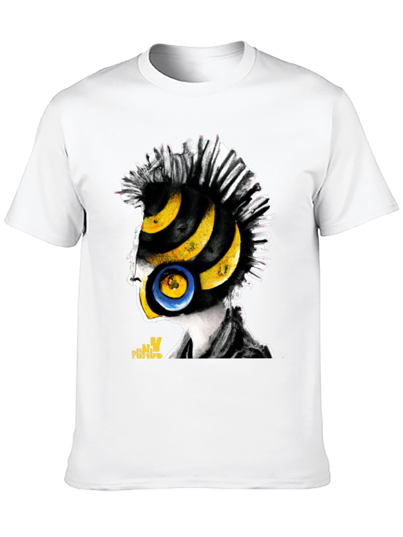 Black Punk Rock Vinyl Head Graphic T-Shirt view 10