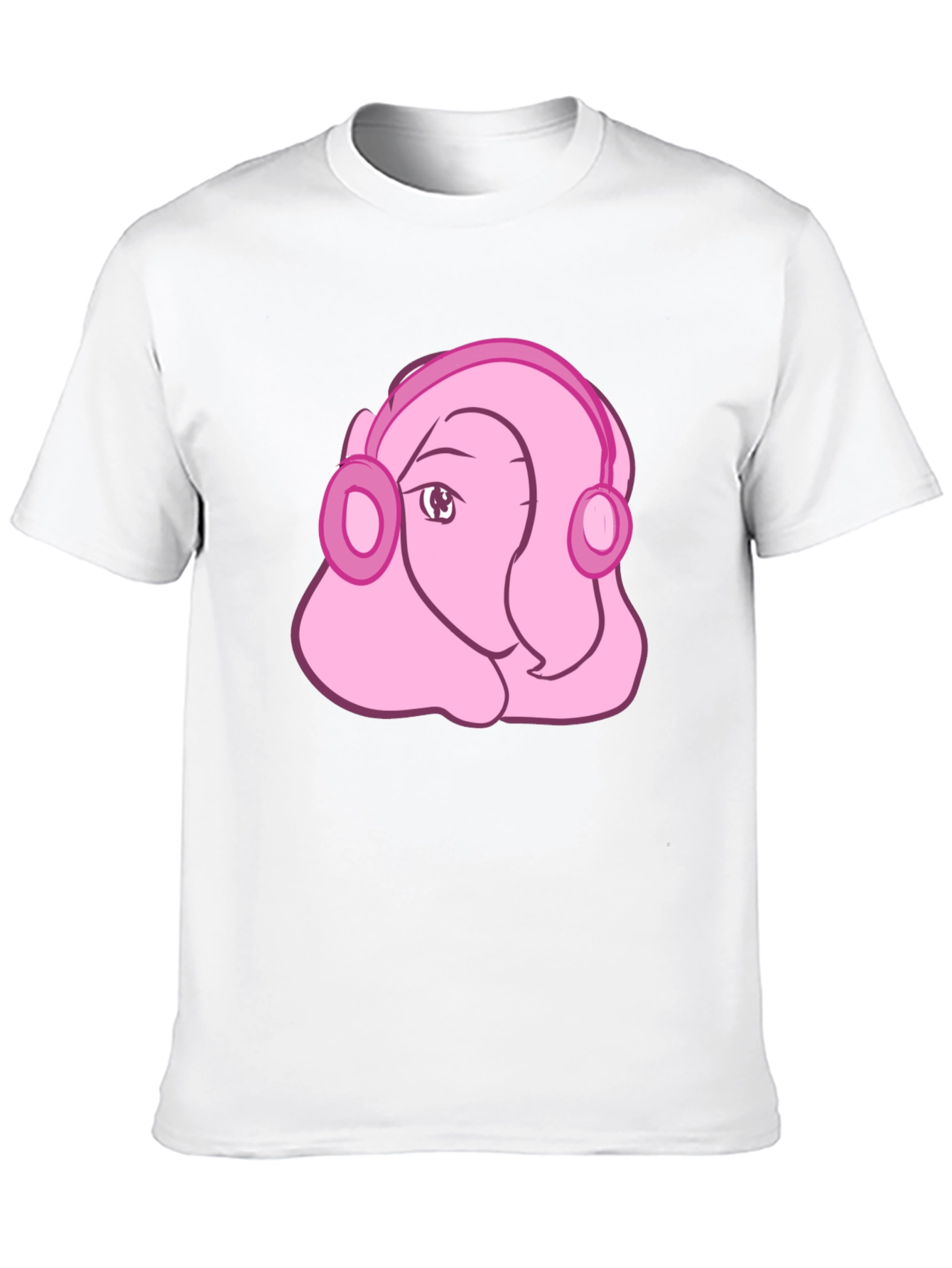 Black Pink Cartoon Headphones Tee view 10