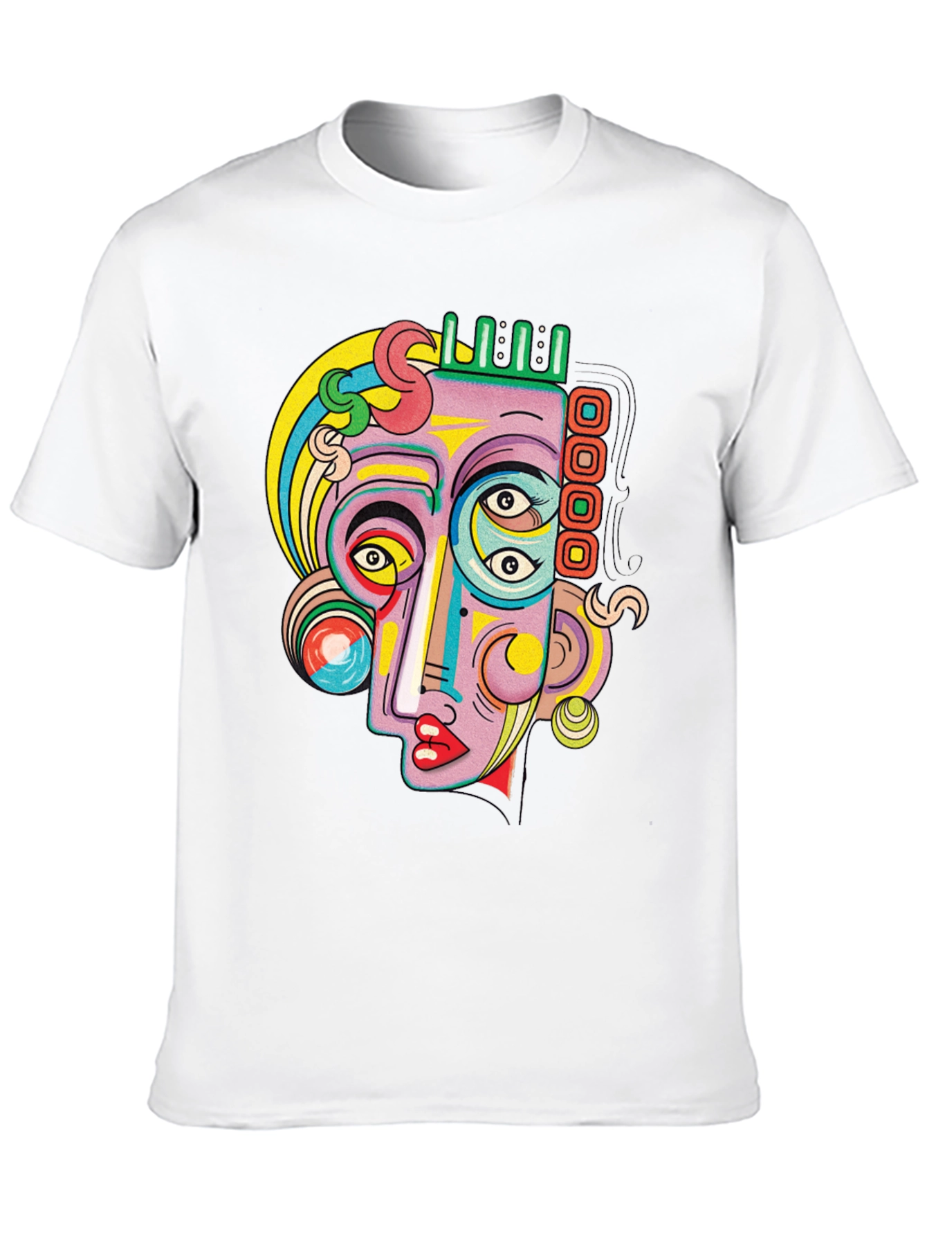 Black Abstract Face Graphic Tee - Unique Art T-Shirt view 10