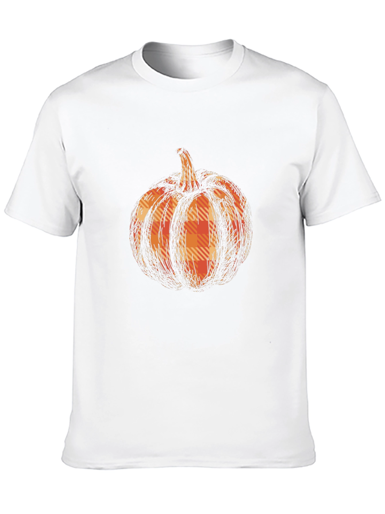 Black Pumpkin Plaid Graphic Tee - Black Cotton Casual T-Shirt view 10