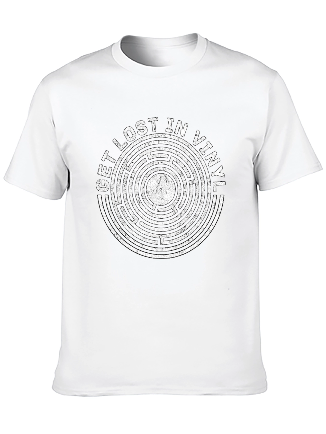 Black Get Lost In Vinyl Graphic Tee - Retro Music Lover Shirt view 10