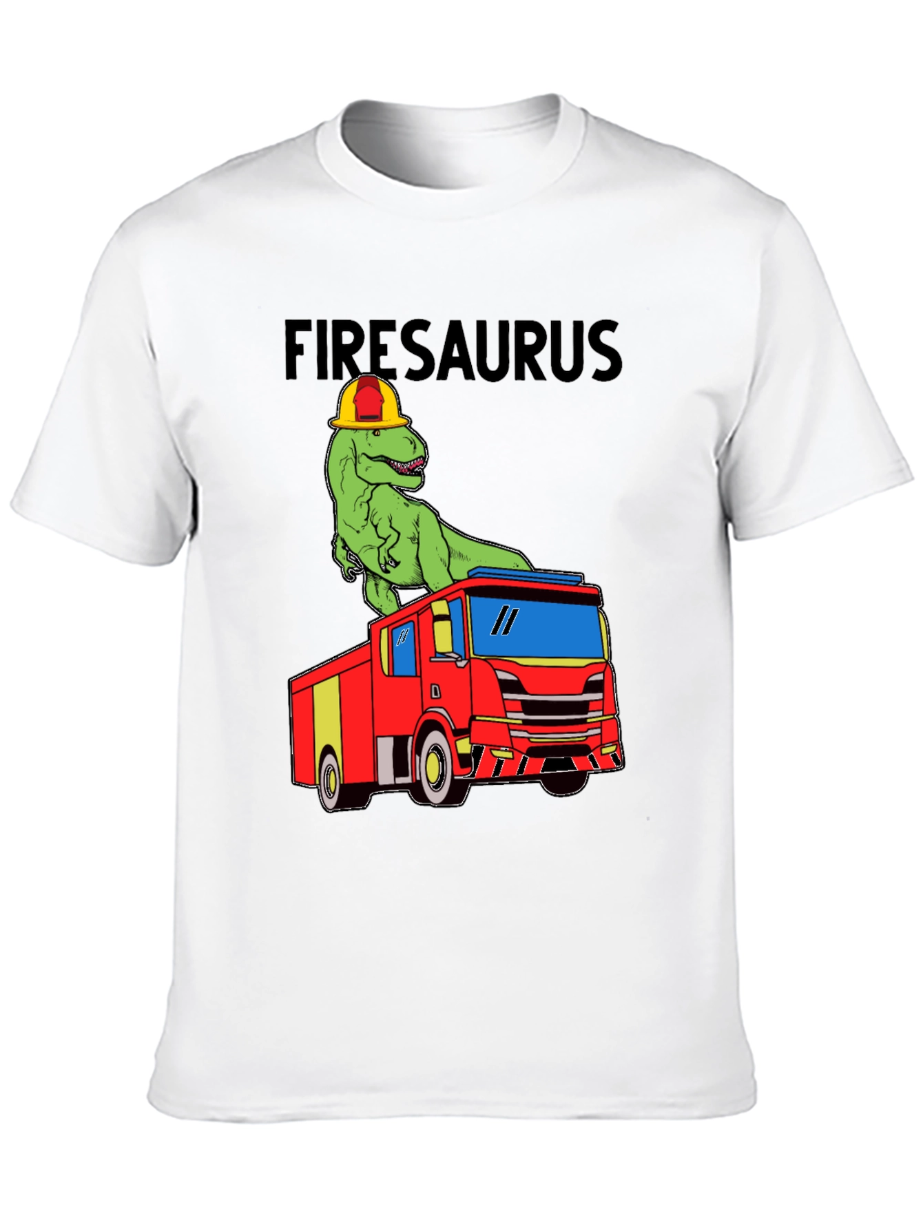 Black Firesaurus T-Shirt - Dinosaur Fire Truck Tee view 10