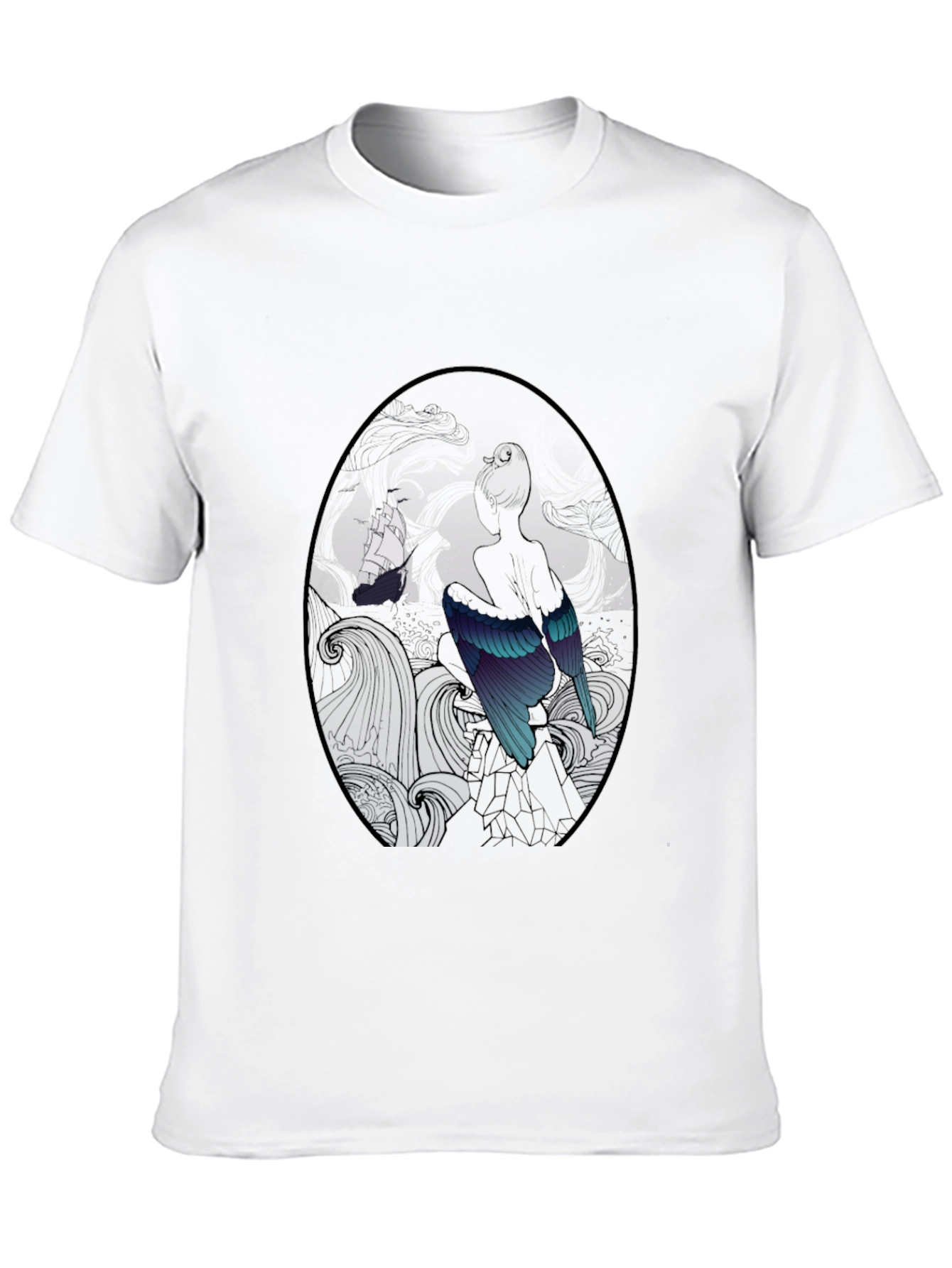 Black Mystic Bird & Ship Black T-Shirt view 10