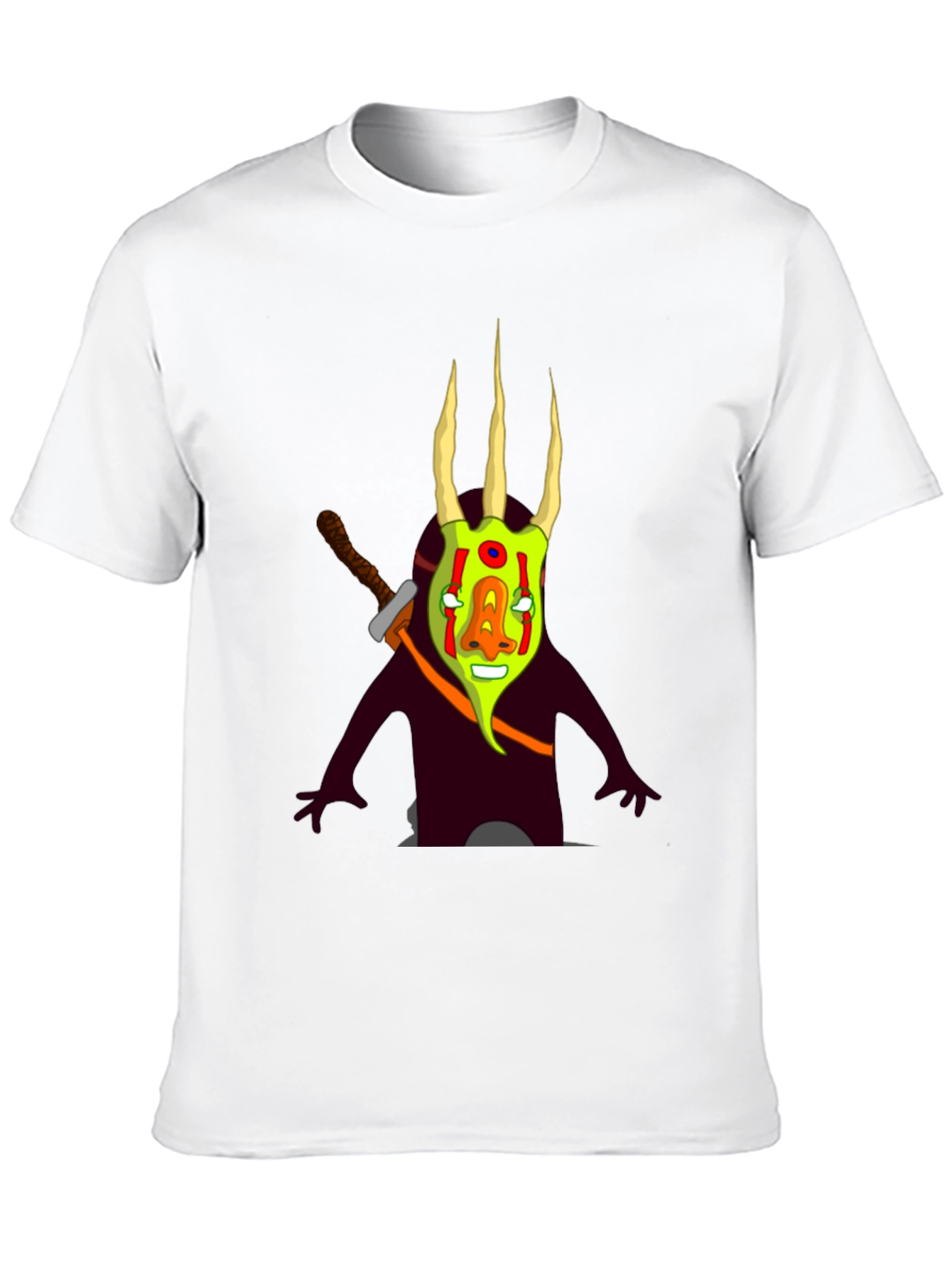 Black Graphic Tee: Cartoon Monster with Sword view 10