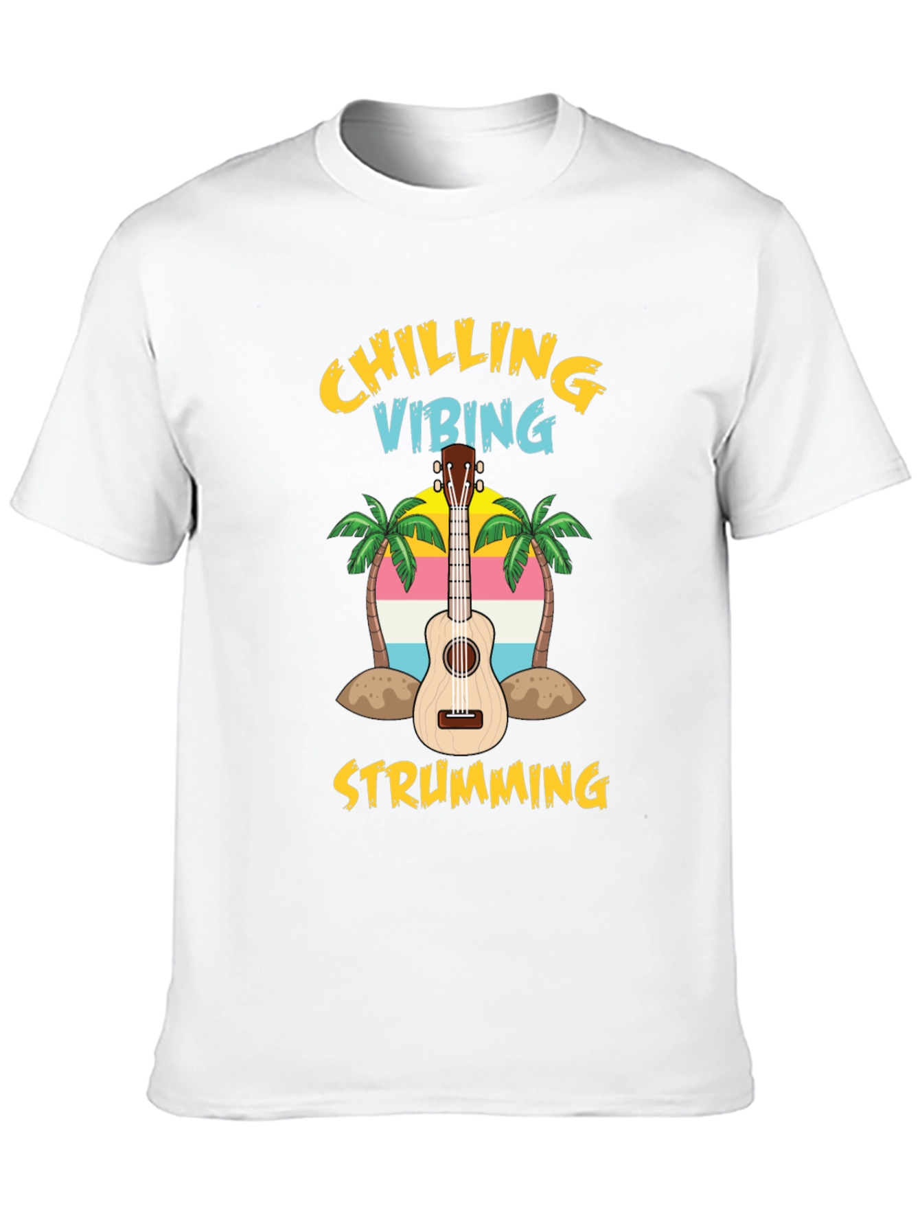 Black Chilling Vibing Strumming Ukulele T-Shirt view 10